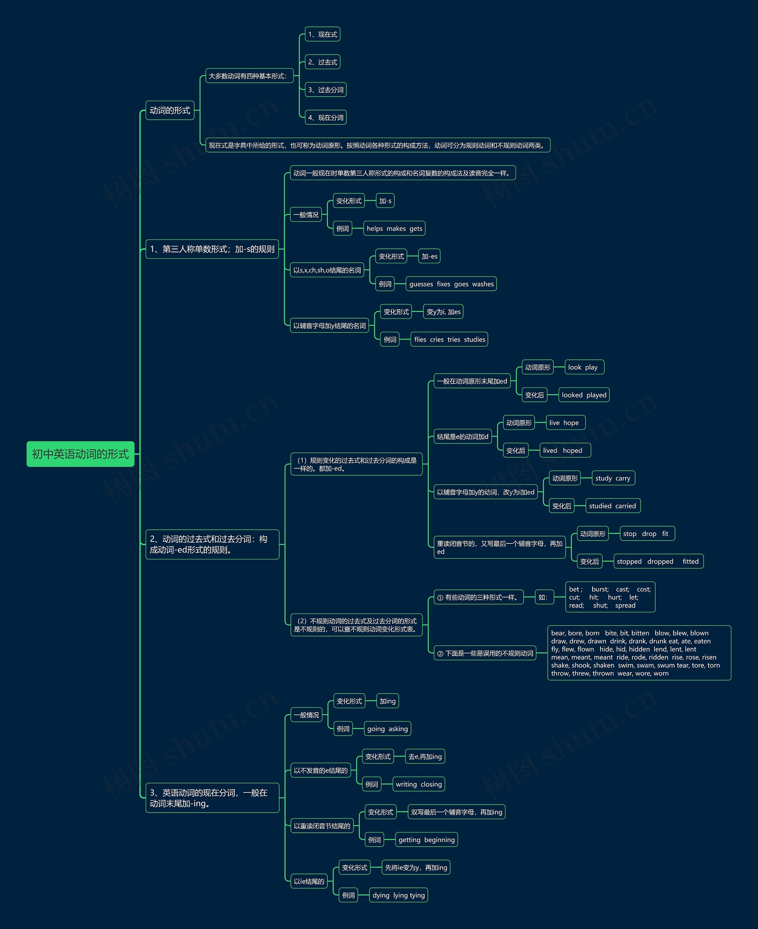 初中英语动词的形式思维导图