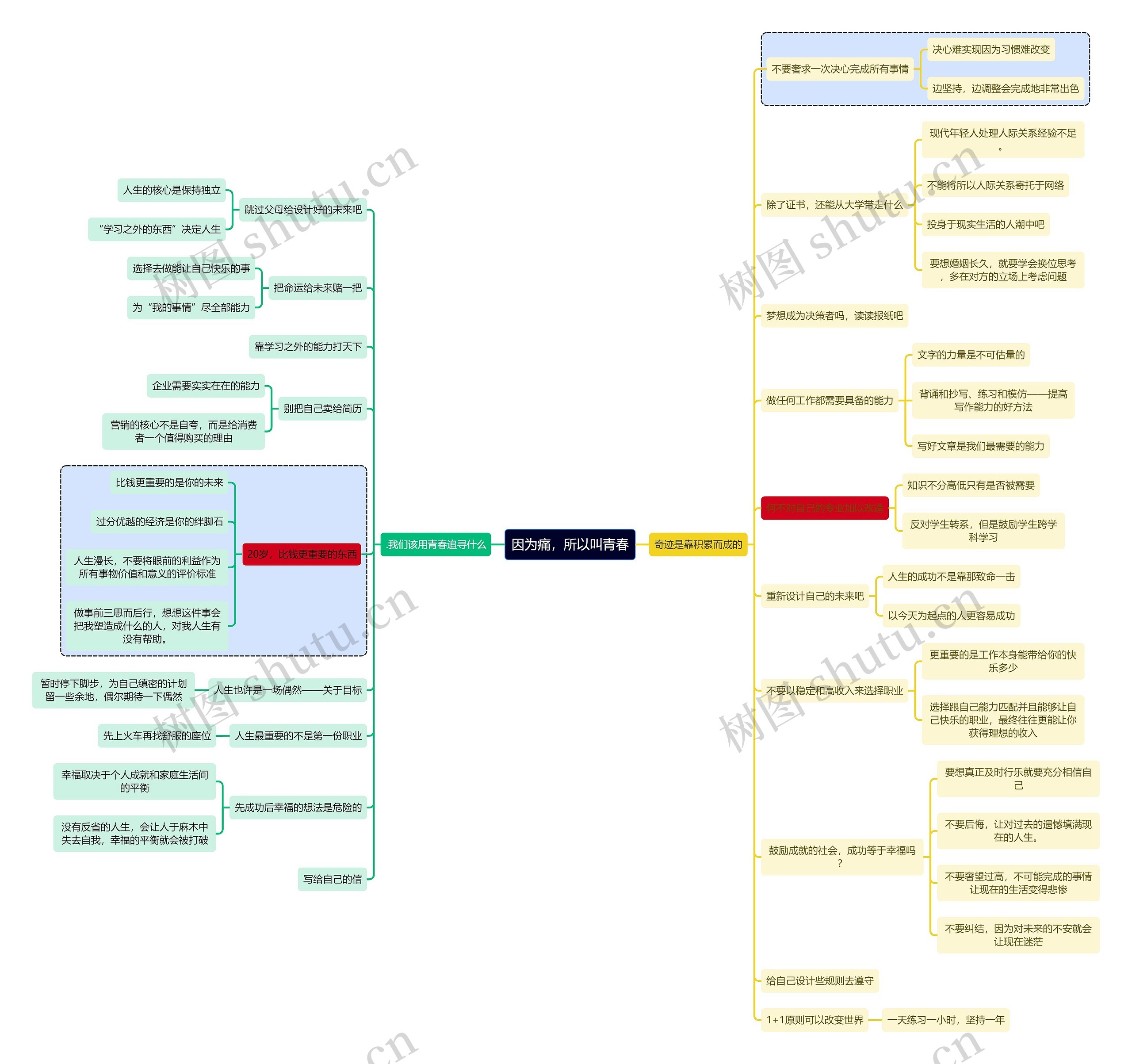 文学作品《因为痛，所以叫青春》思维导图