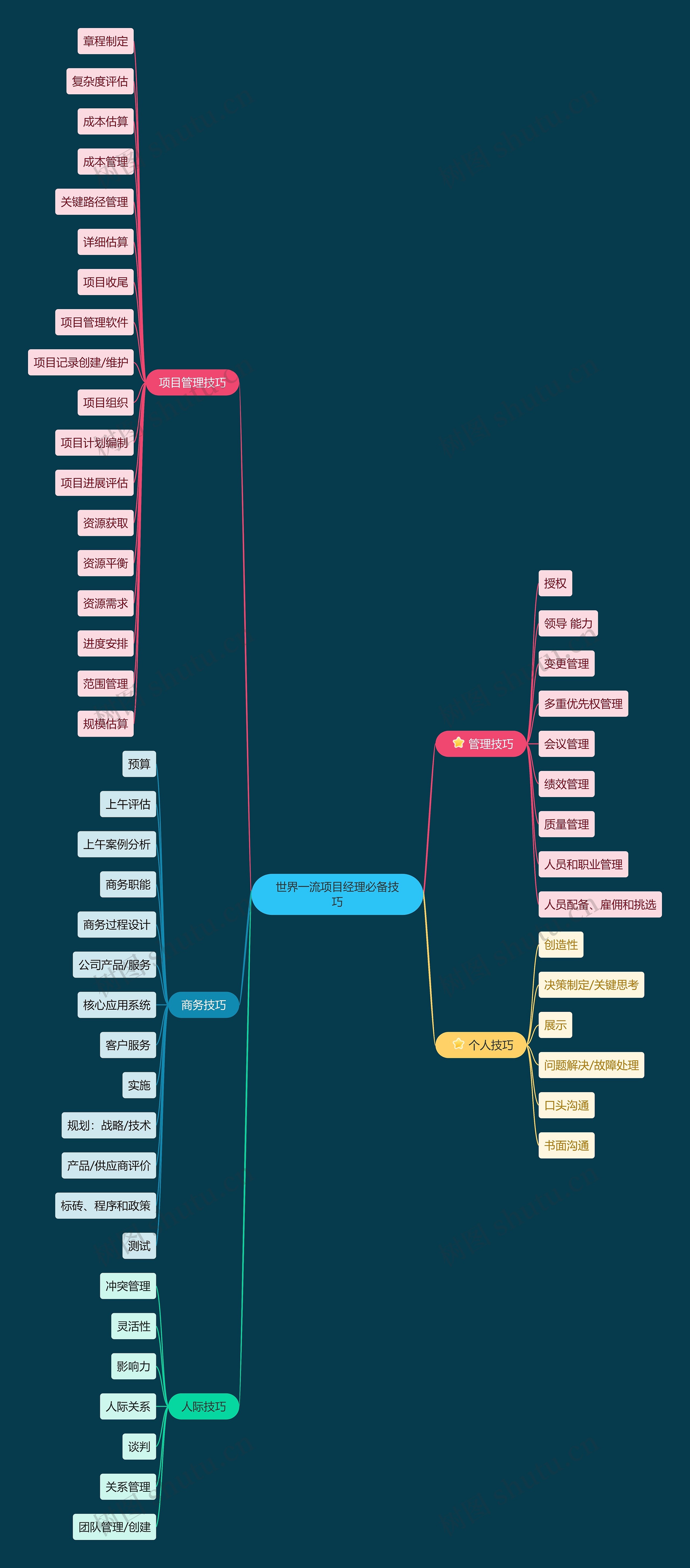 世界一流项目经理必备技巧思维导图高清图 世界一流项目经理必备技巧思维导图