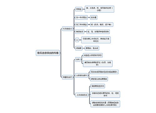 医学知识曼氏迭宫绦虫的传播思维导图