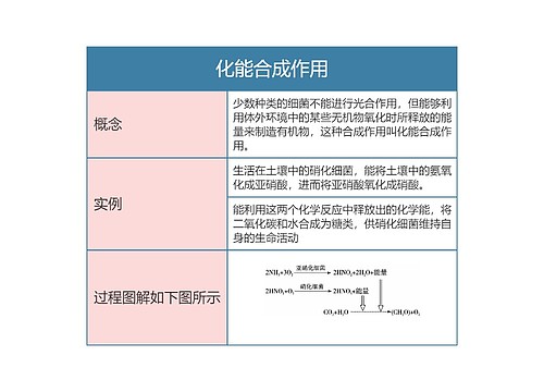 高中生物必修一化能合成作用思维导图