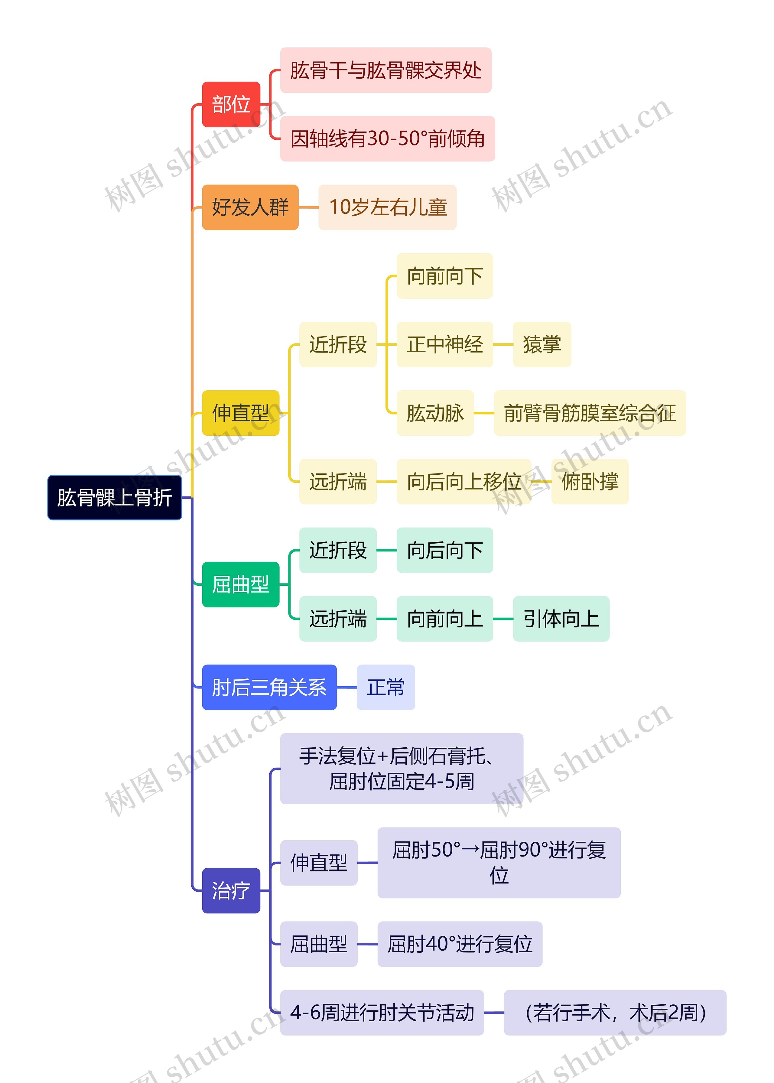 骨学知识肱骨髁上骨折思维导图