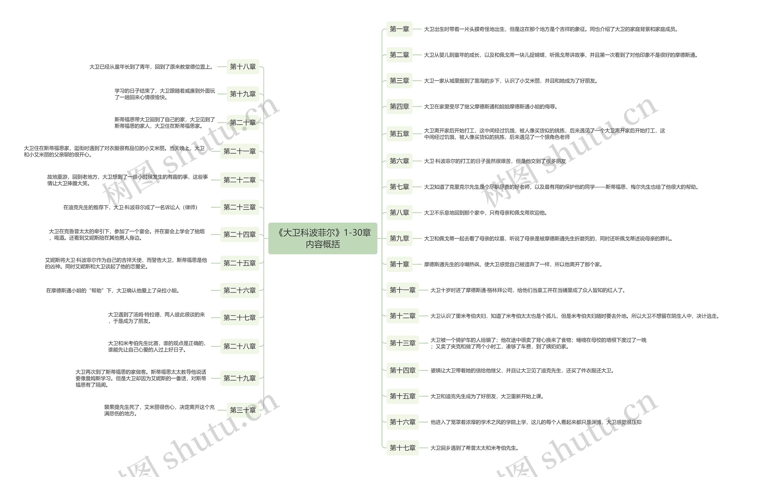 《大卫科波菲尔》1-30章内容概括思维导图