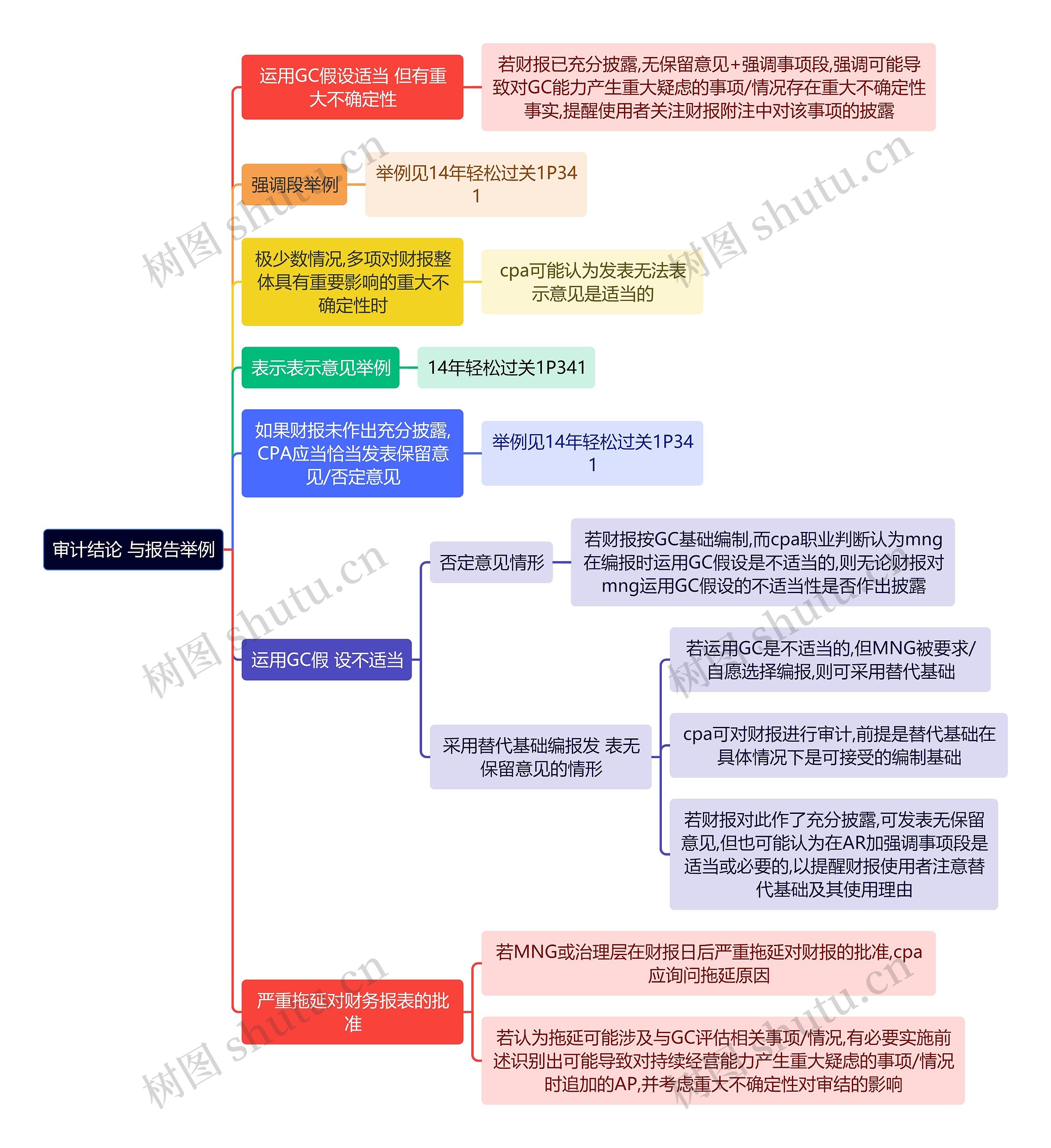 审计知识审计结论 与报告举例思维导图