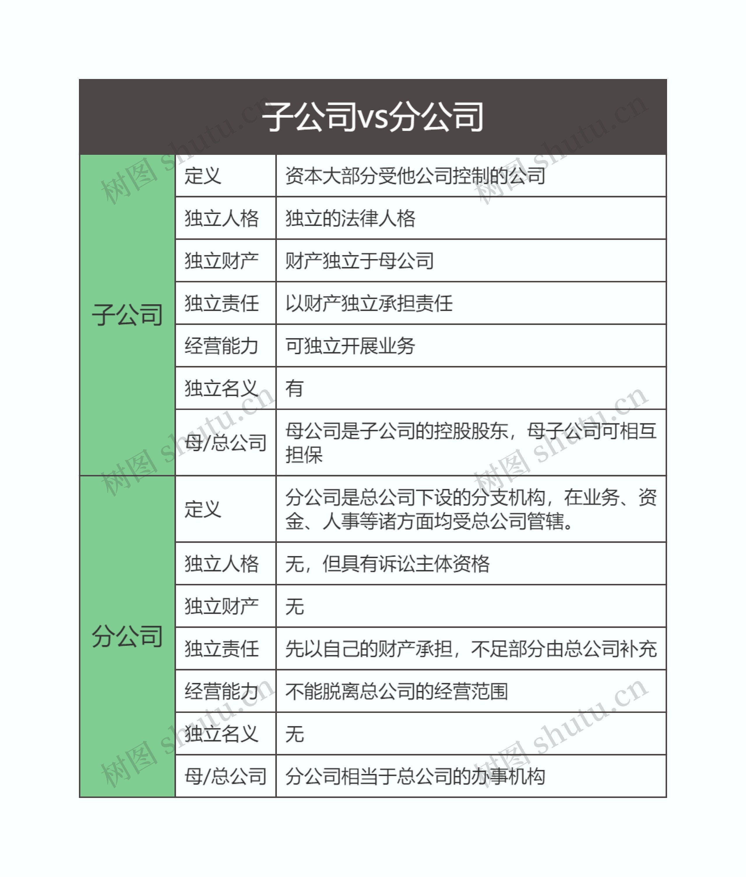 商法  子公司vs分公司思维导图