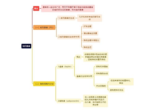 医学知识组织激素思维导图