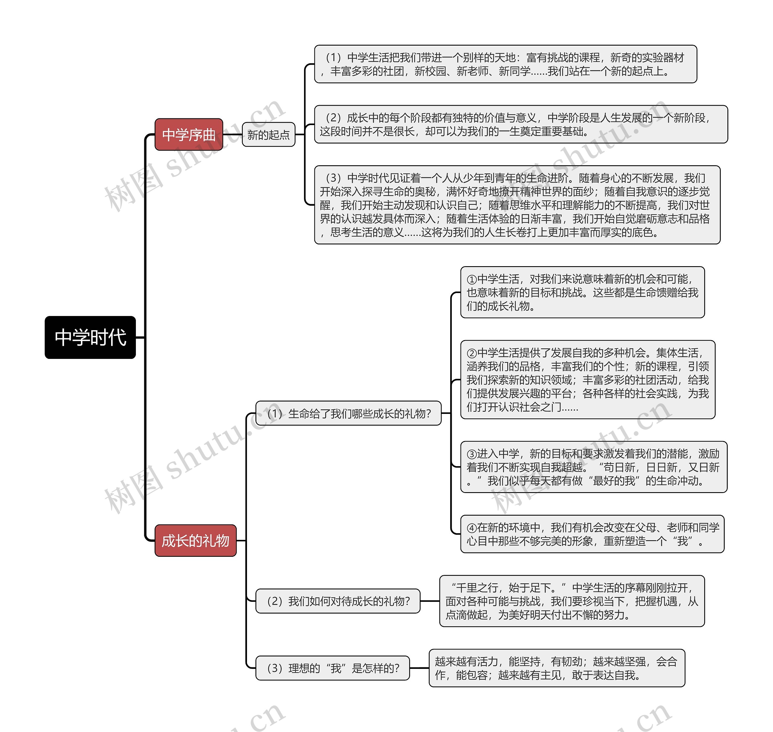 七年级上册政治中学时代的思维导图