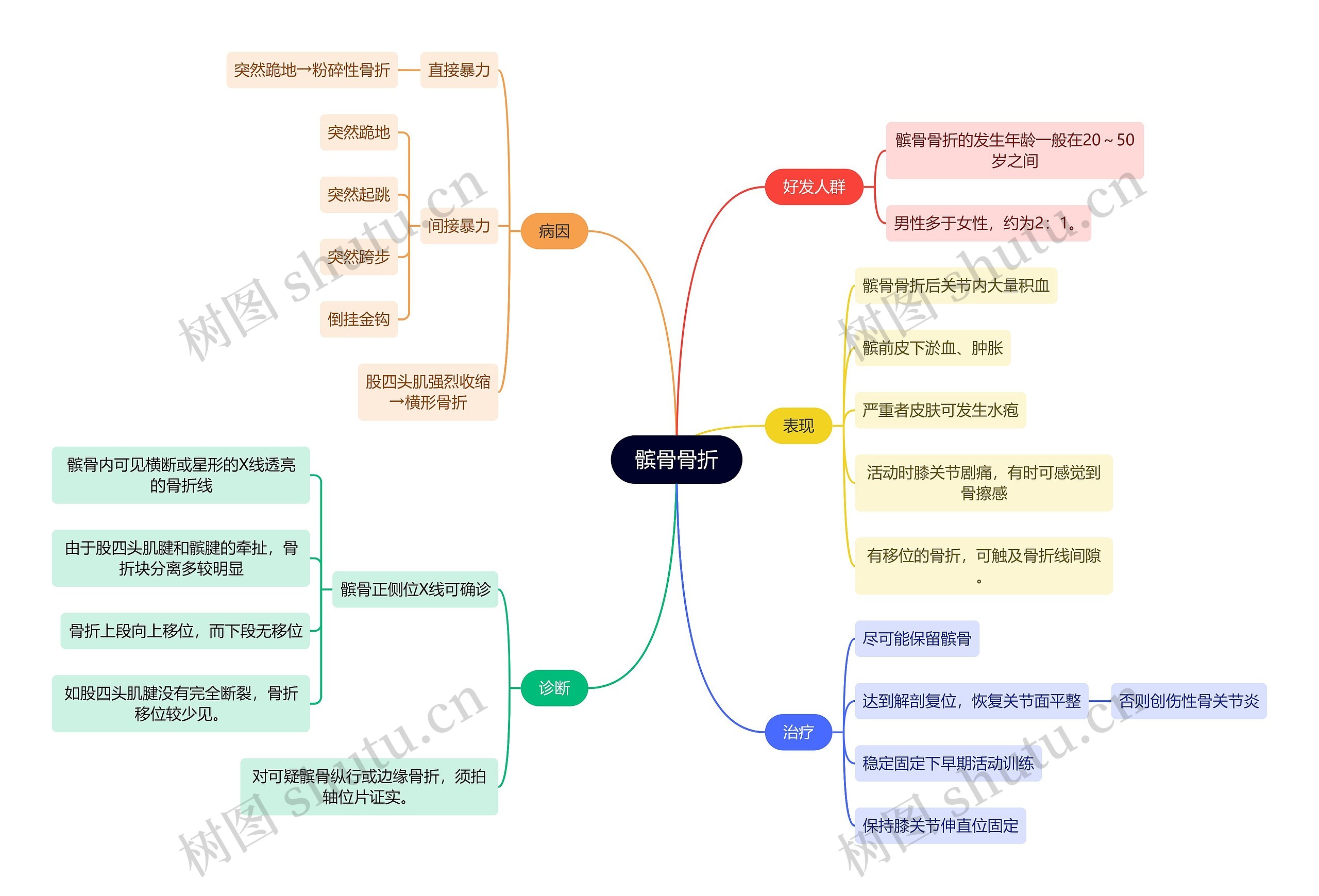 骨学知识髌骨骨折思维导图