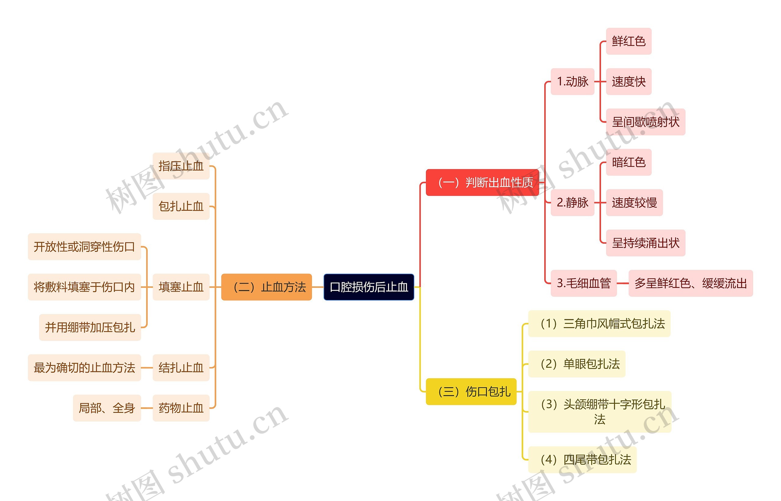 医学知识口腔损伤后止血思维导图