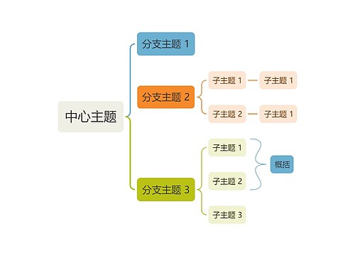 活力清爽彩红色括号图主题模板