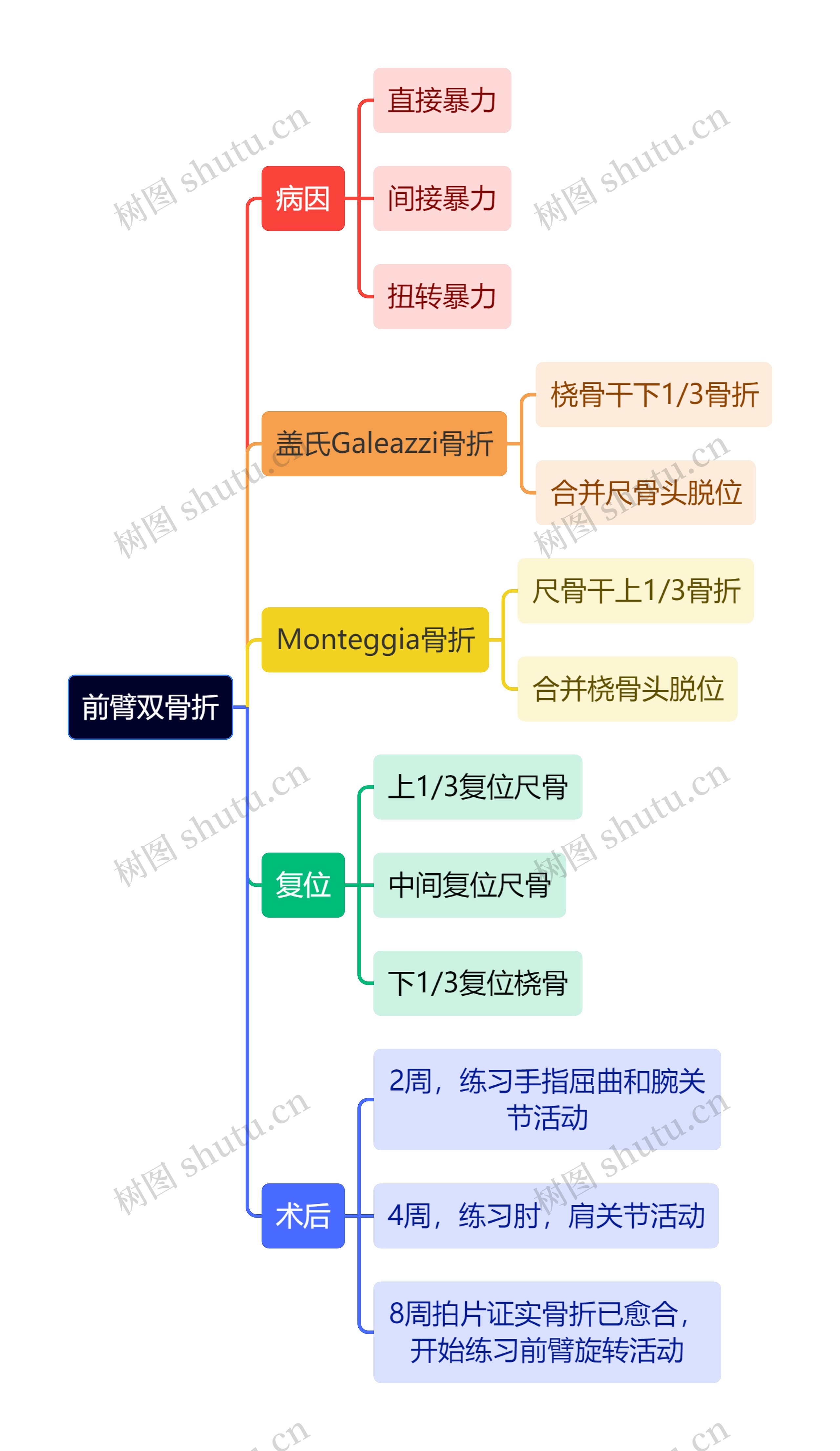 骨学知识前臂双骨折思维导图