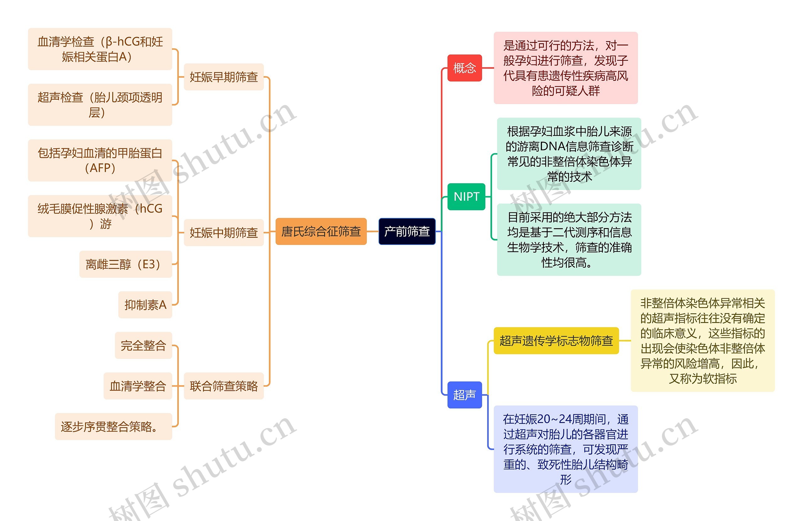 医学知识产前筛查思维导图