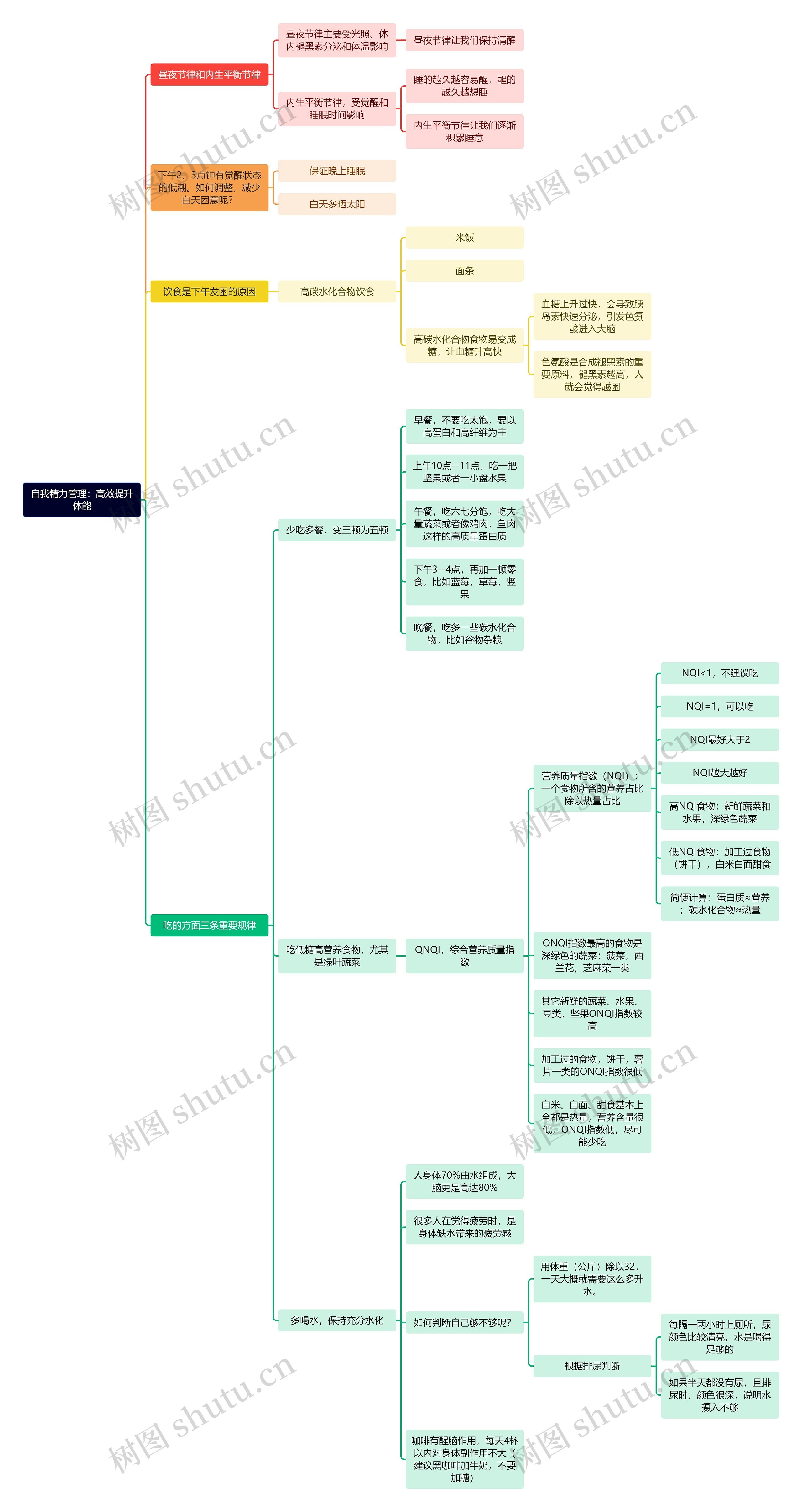 自我精力管理：高效提升体能思维导图