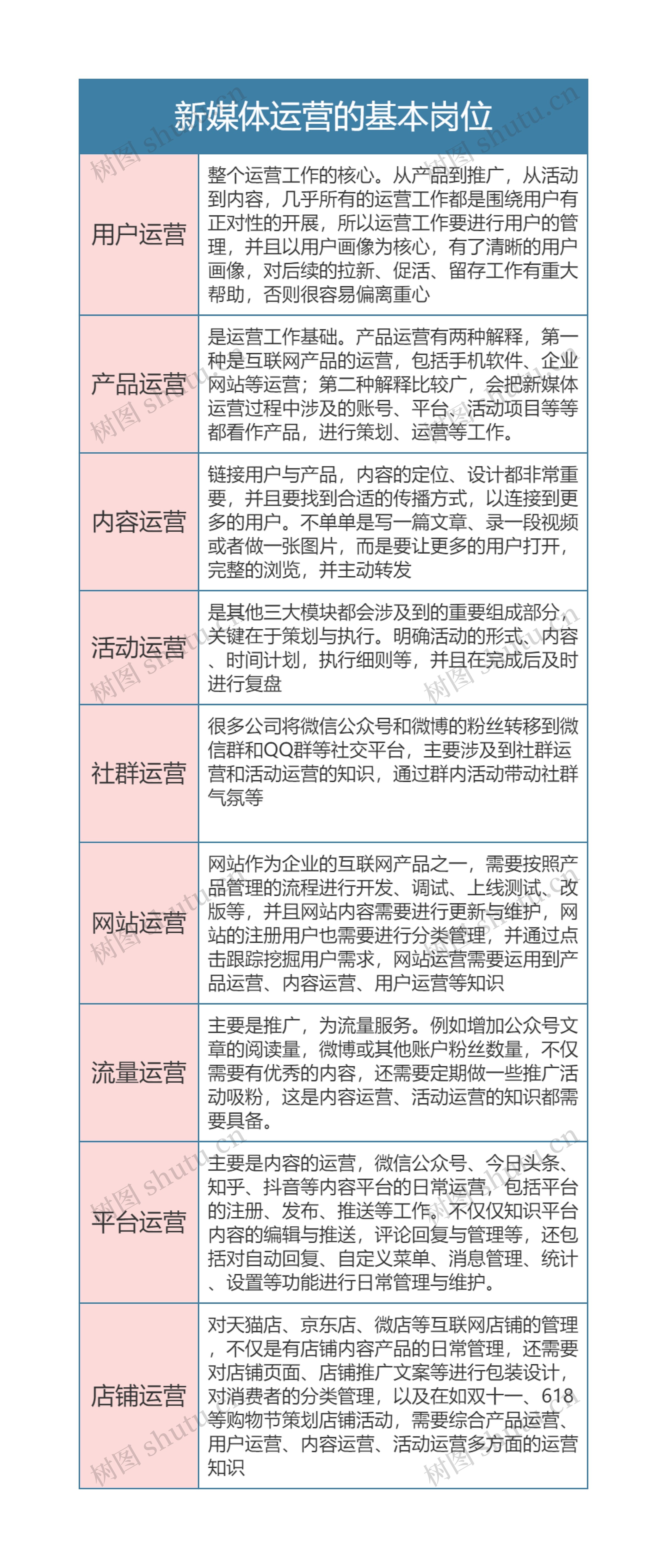 新媒体运营的基本岗位思维导图