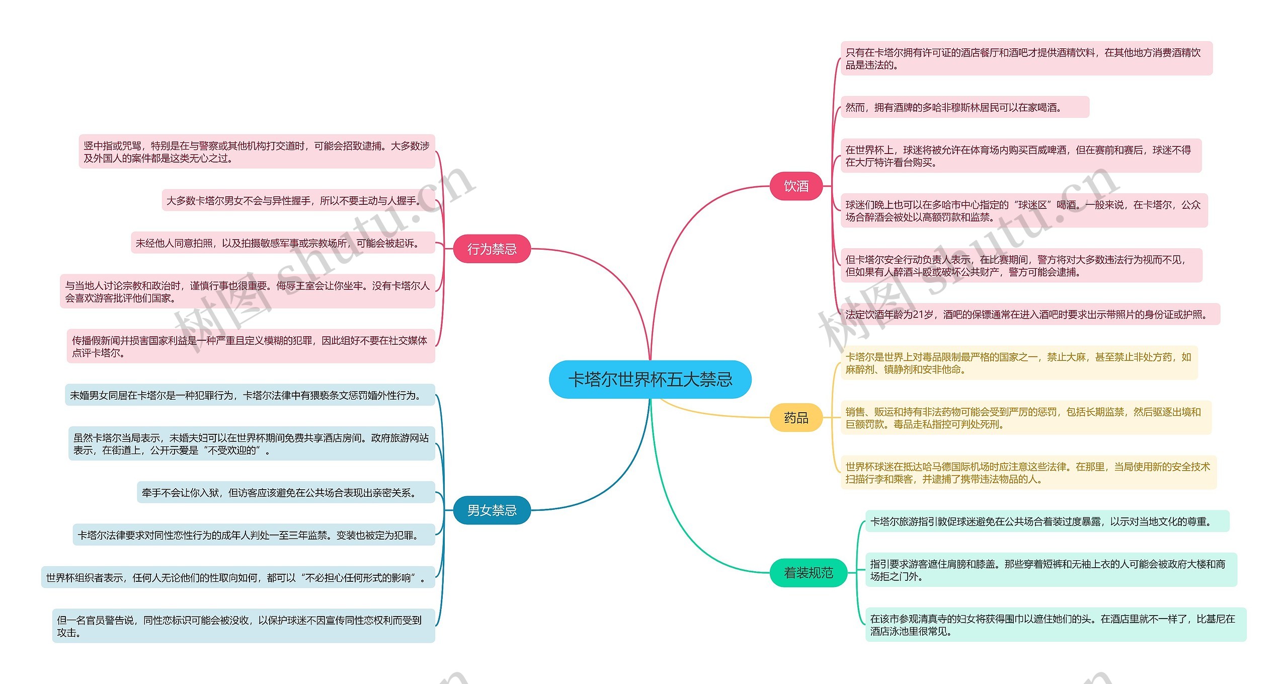 卡塔尔世界杯五大禁忌思维导图