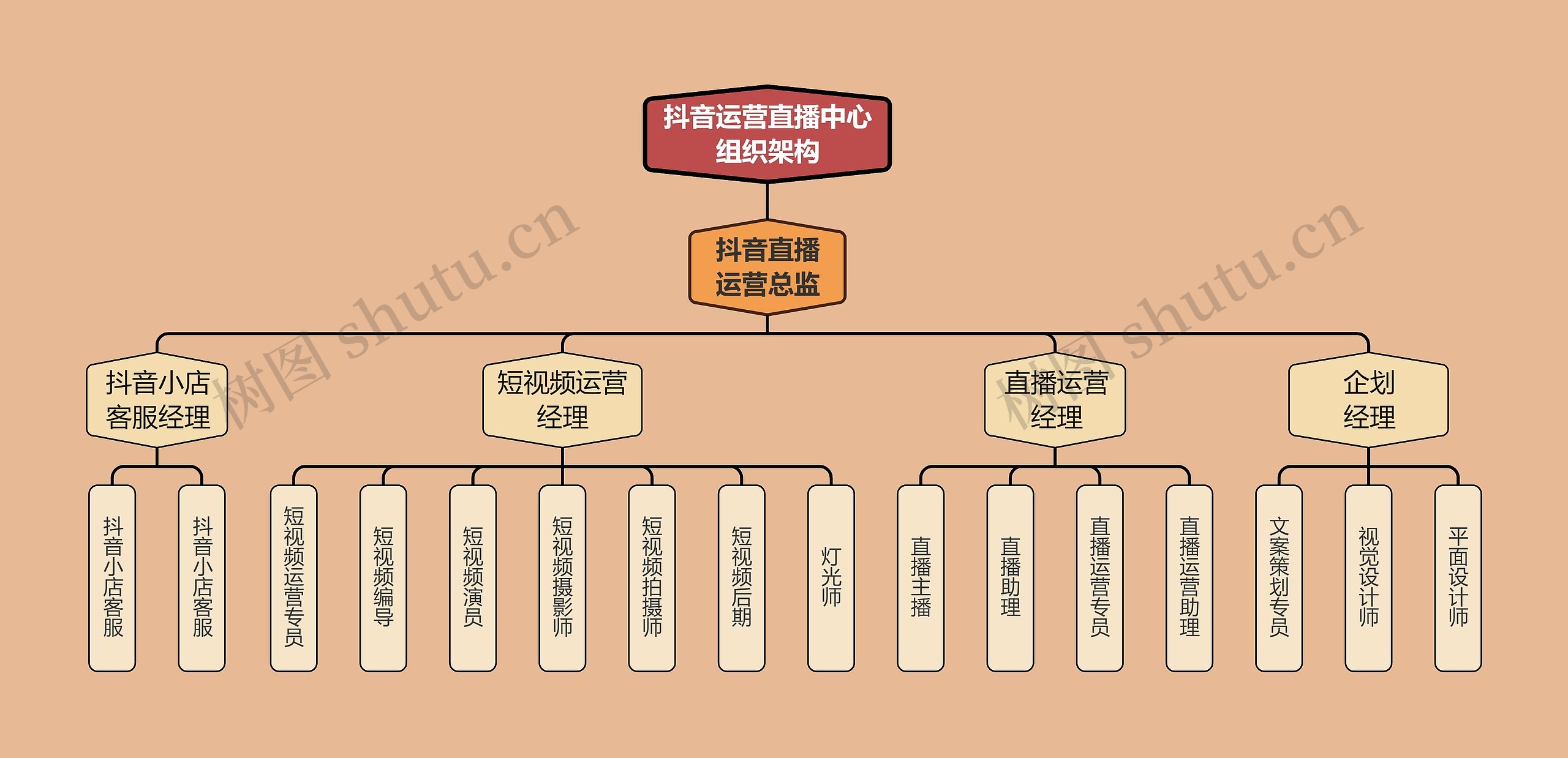 抖音运营直播中心组织架构思维导图