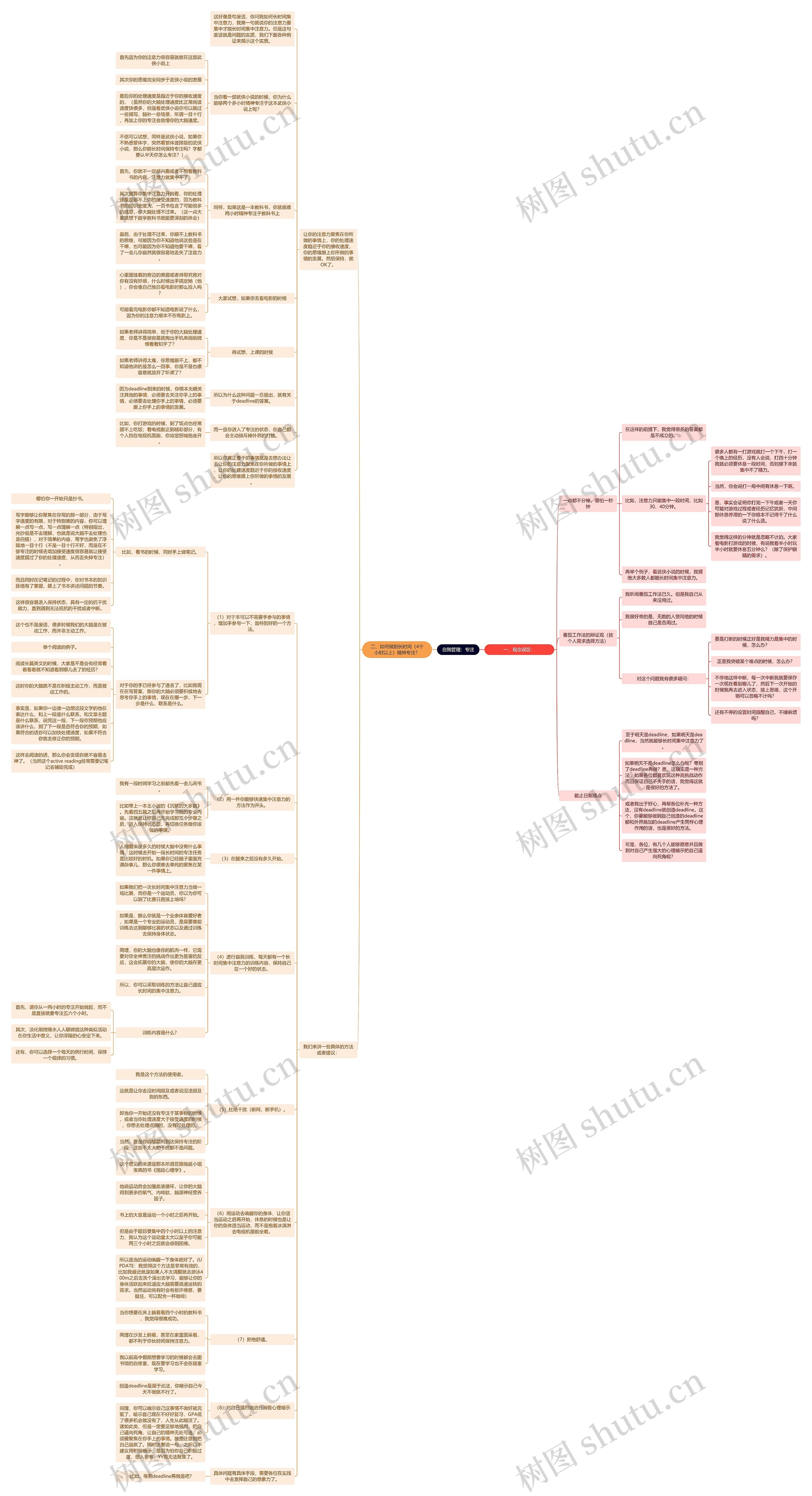自我管理：专注思维导图