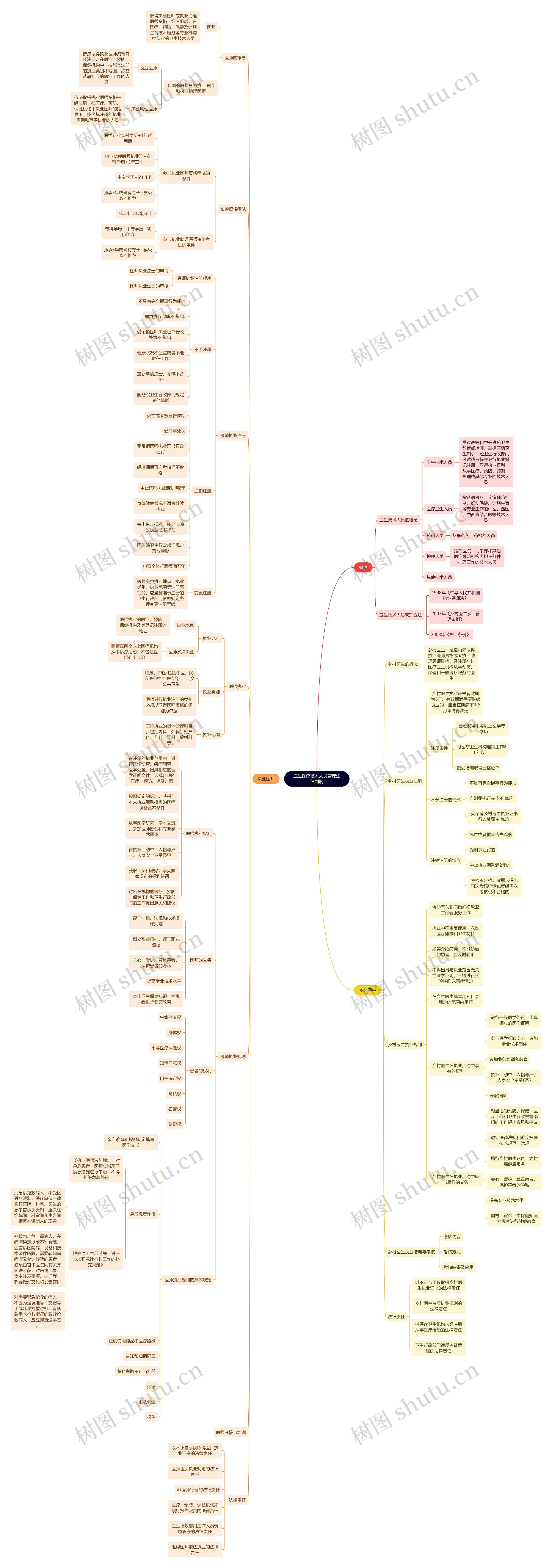 卫生医疗技术人员管理法律制度思维导图