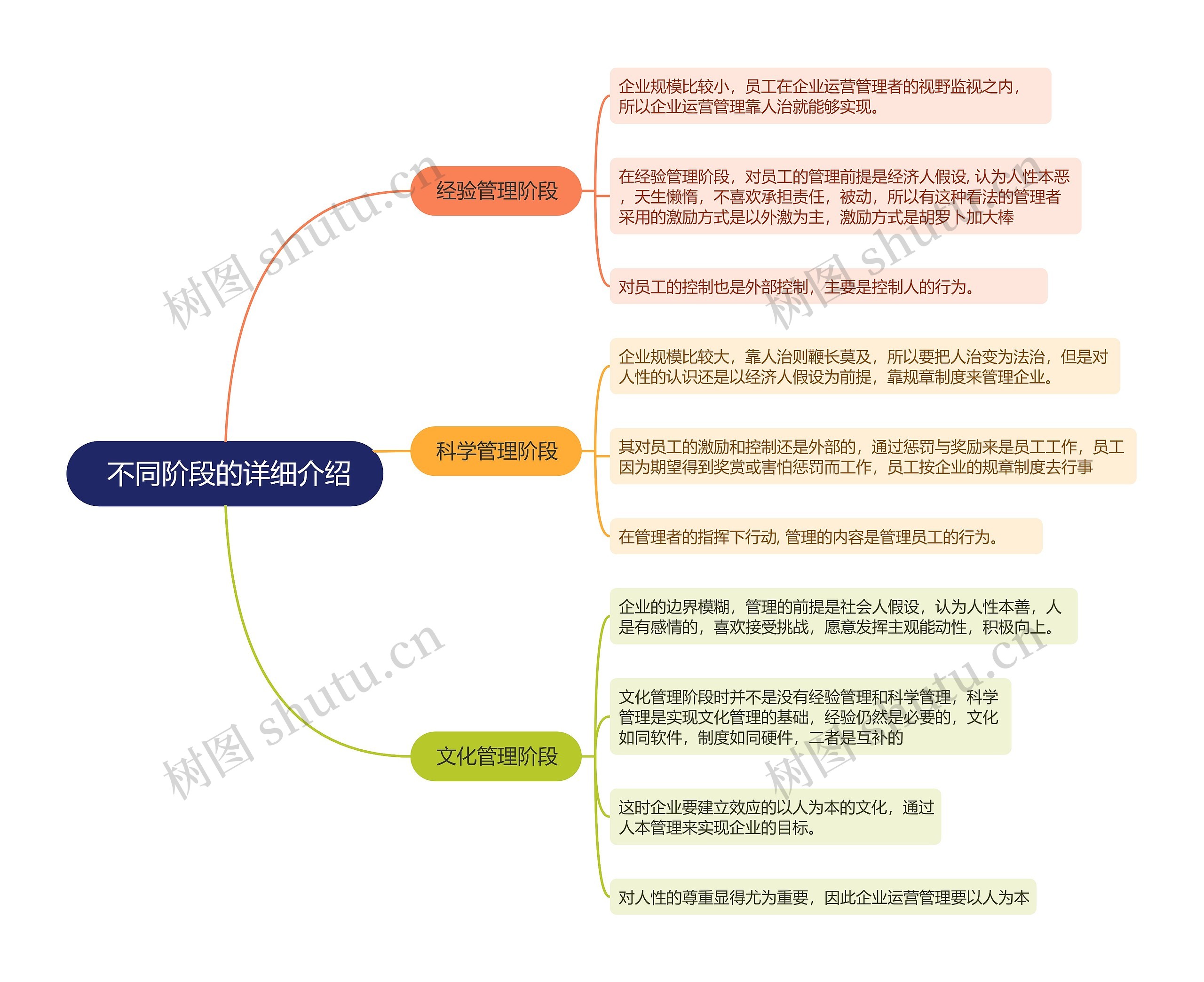 企业运营不同阶段的详细介绍的思维导图