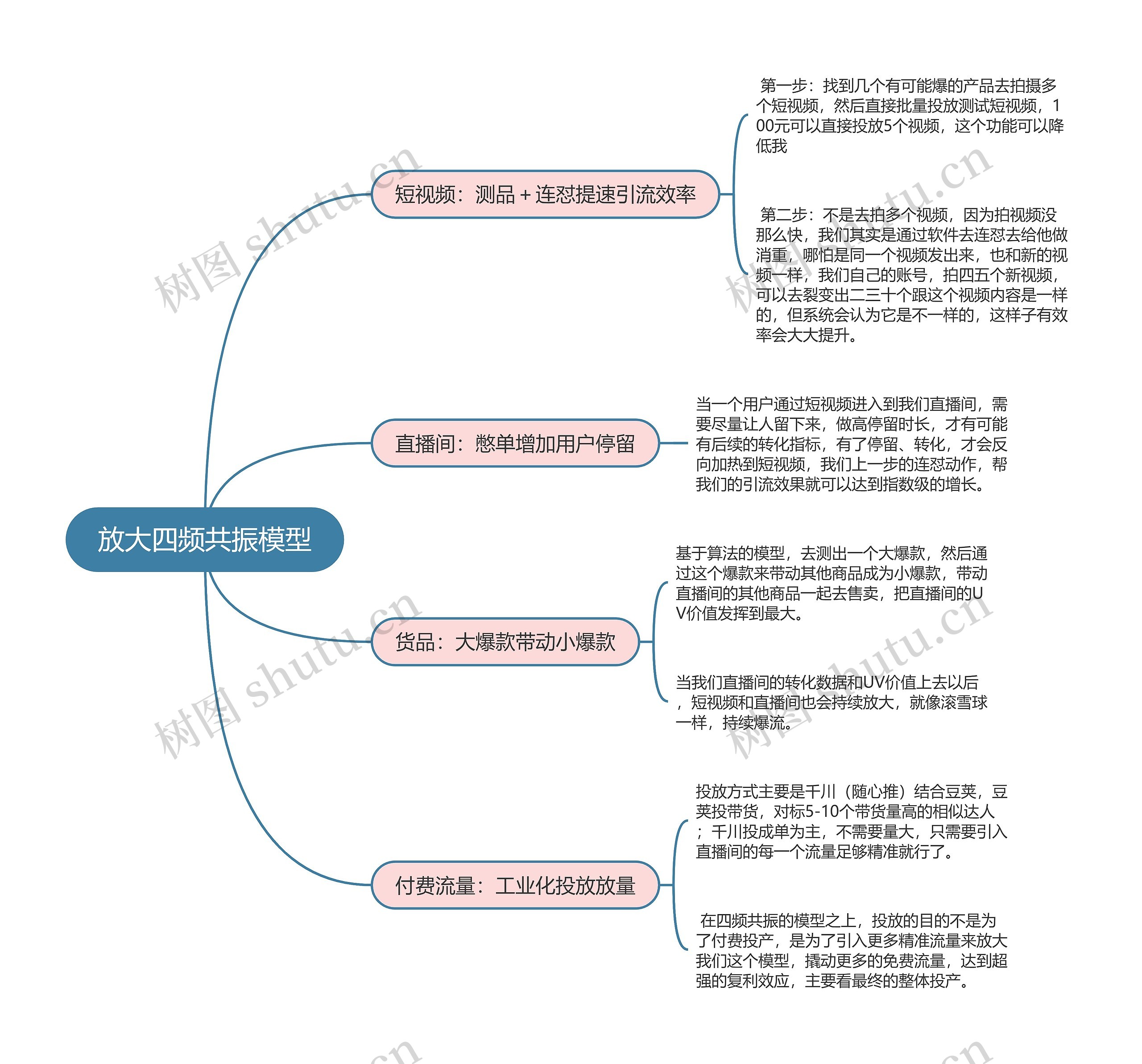 抖音电商  放大四频共振模型思维导图