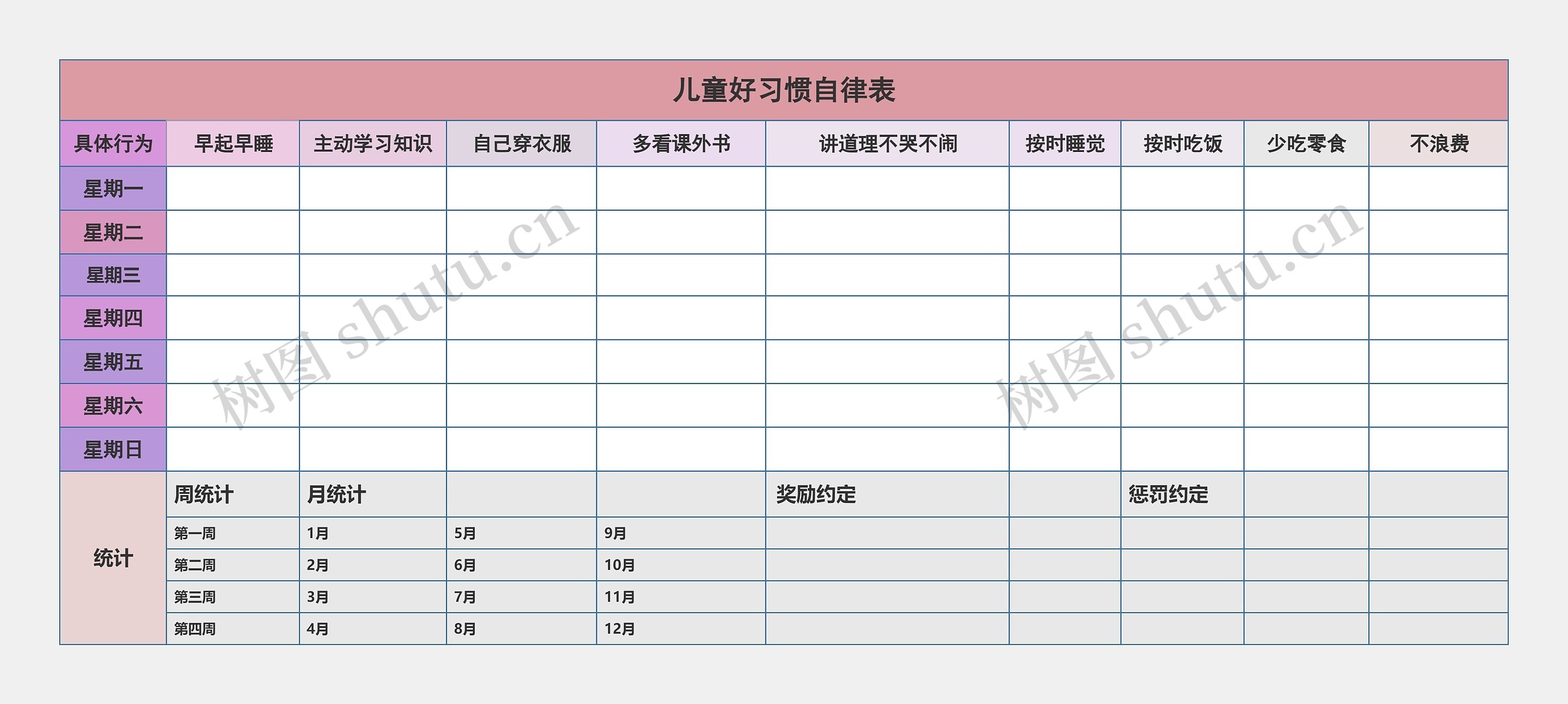 儿童好习惯自律表