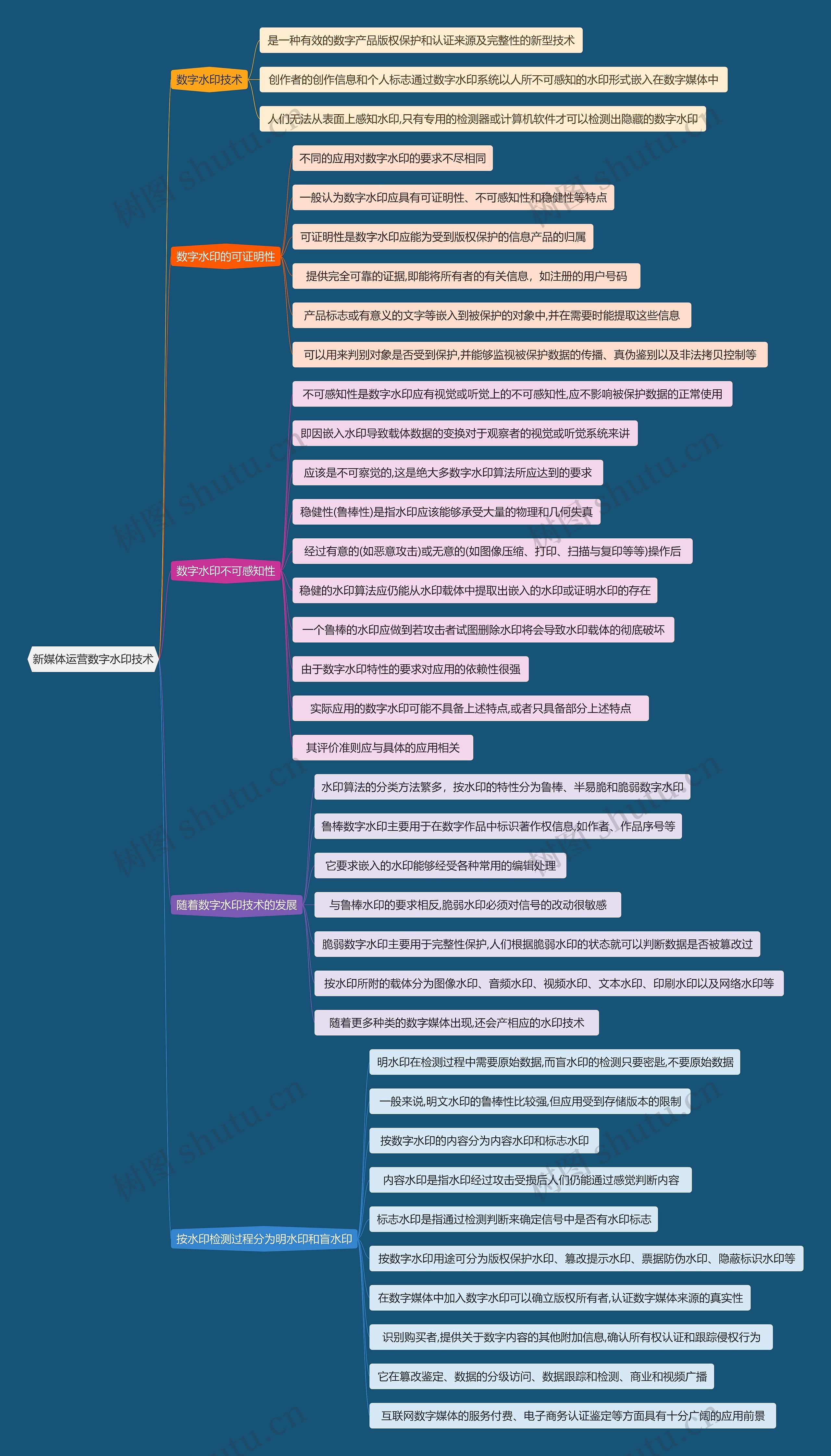 新媒体运营数字水印技术思维导图