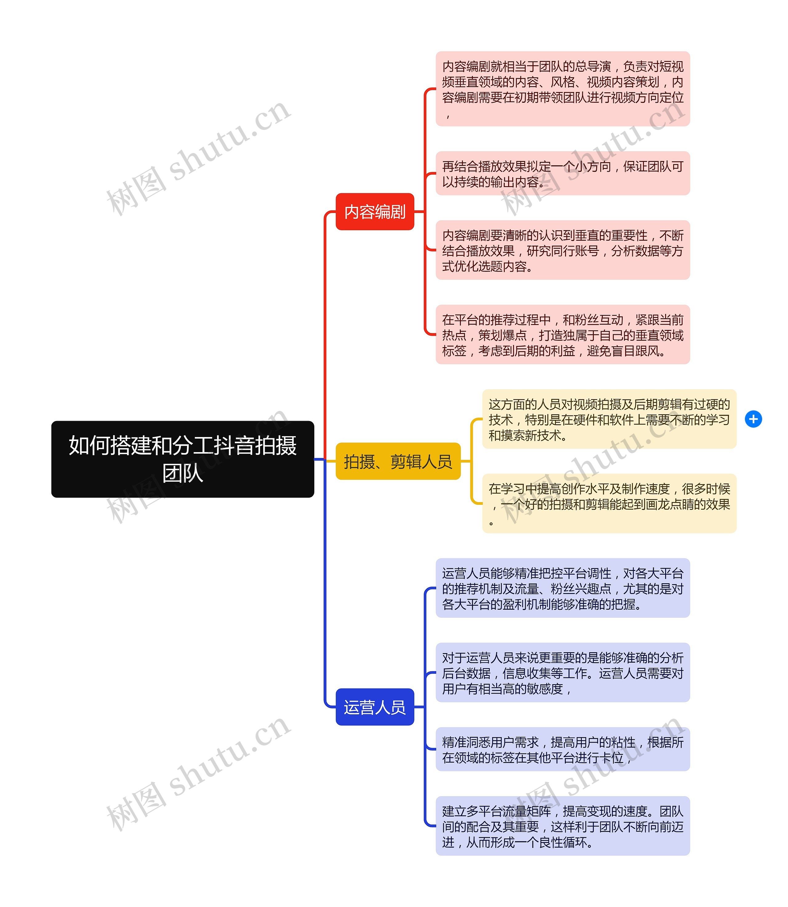 如何搭建和分工抖音拍摄团队思维导图