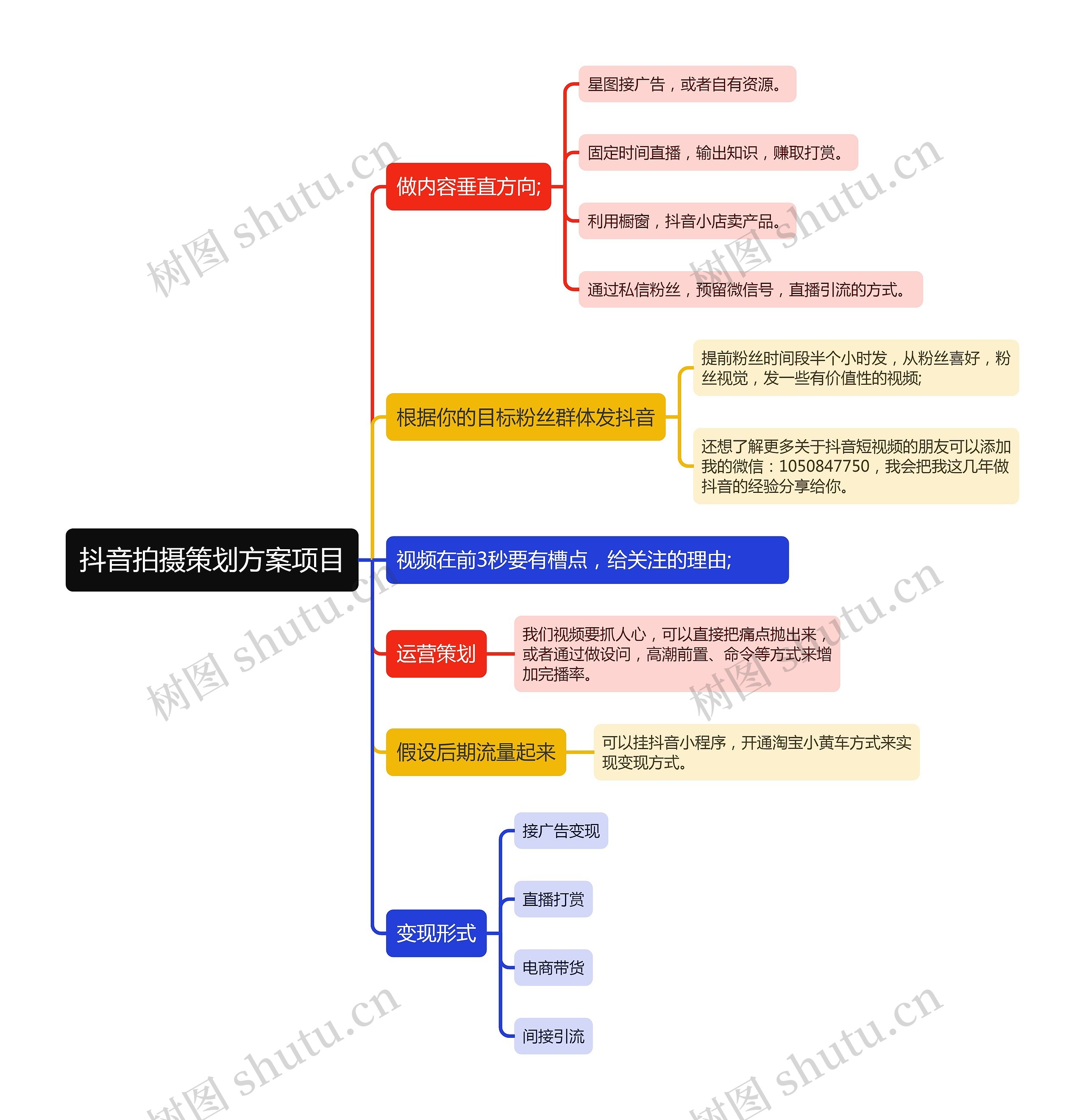 抖音拍摄策划方案项目思维导图