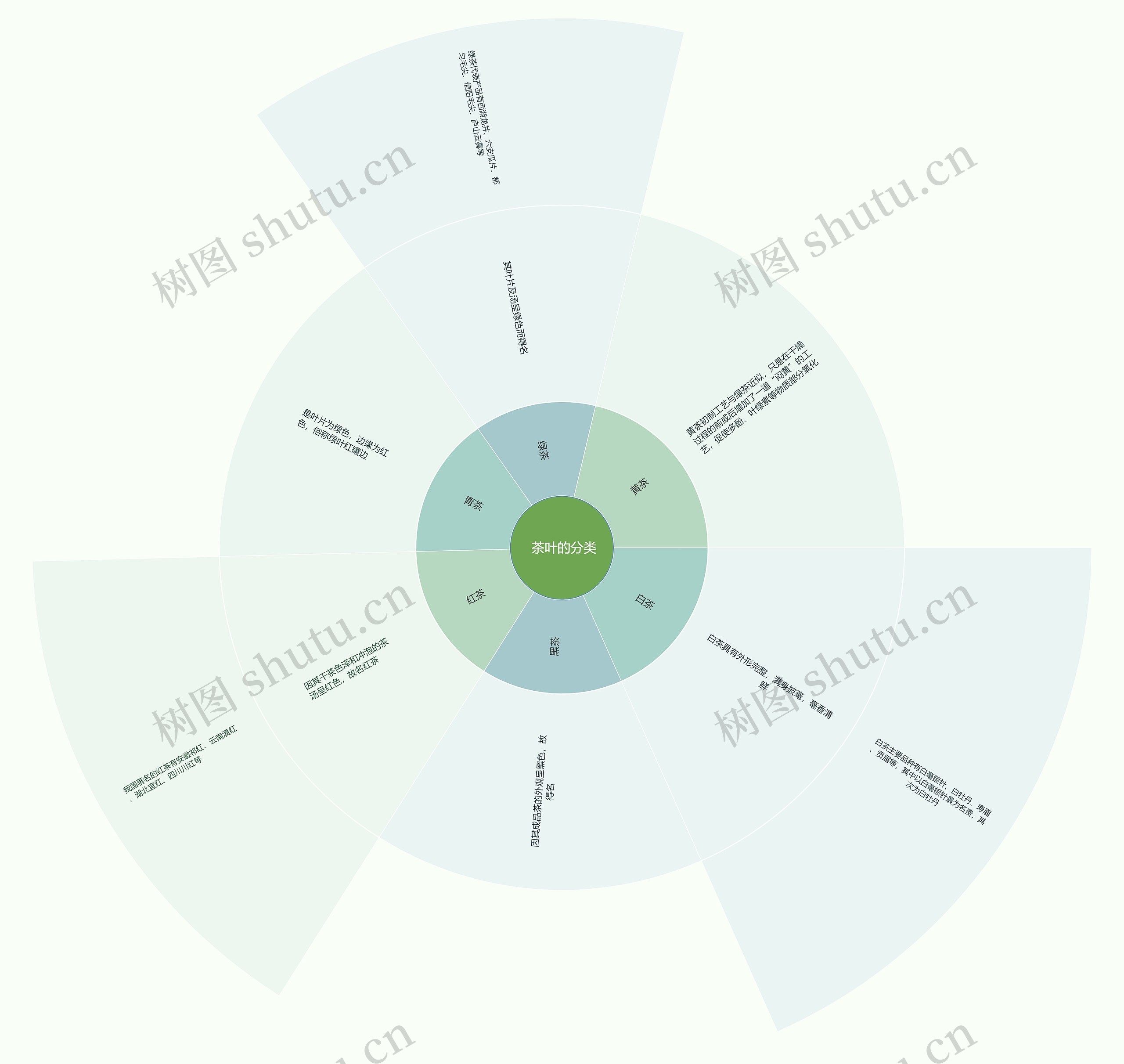 茶叶的分类扇形图思维导图