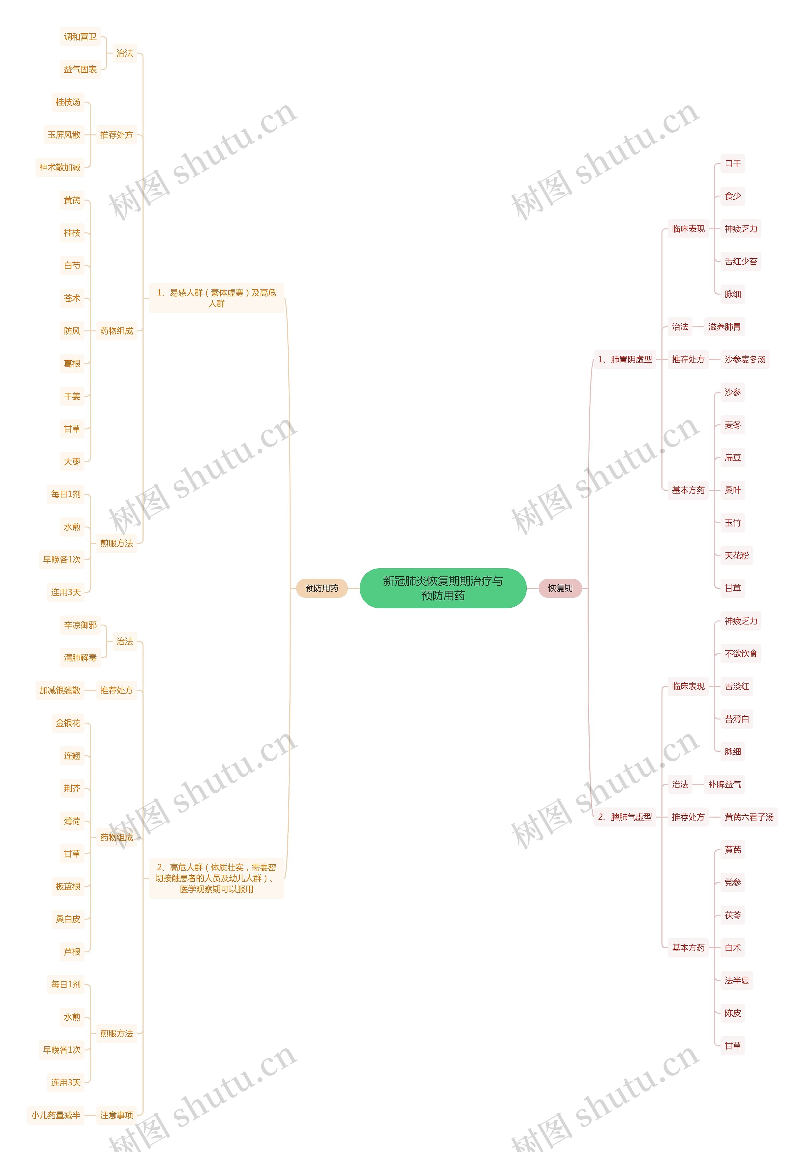 新冠肺炎恢复期期治疗与预防用药思维导图