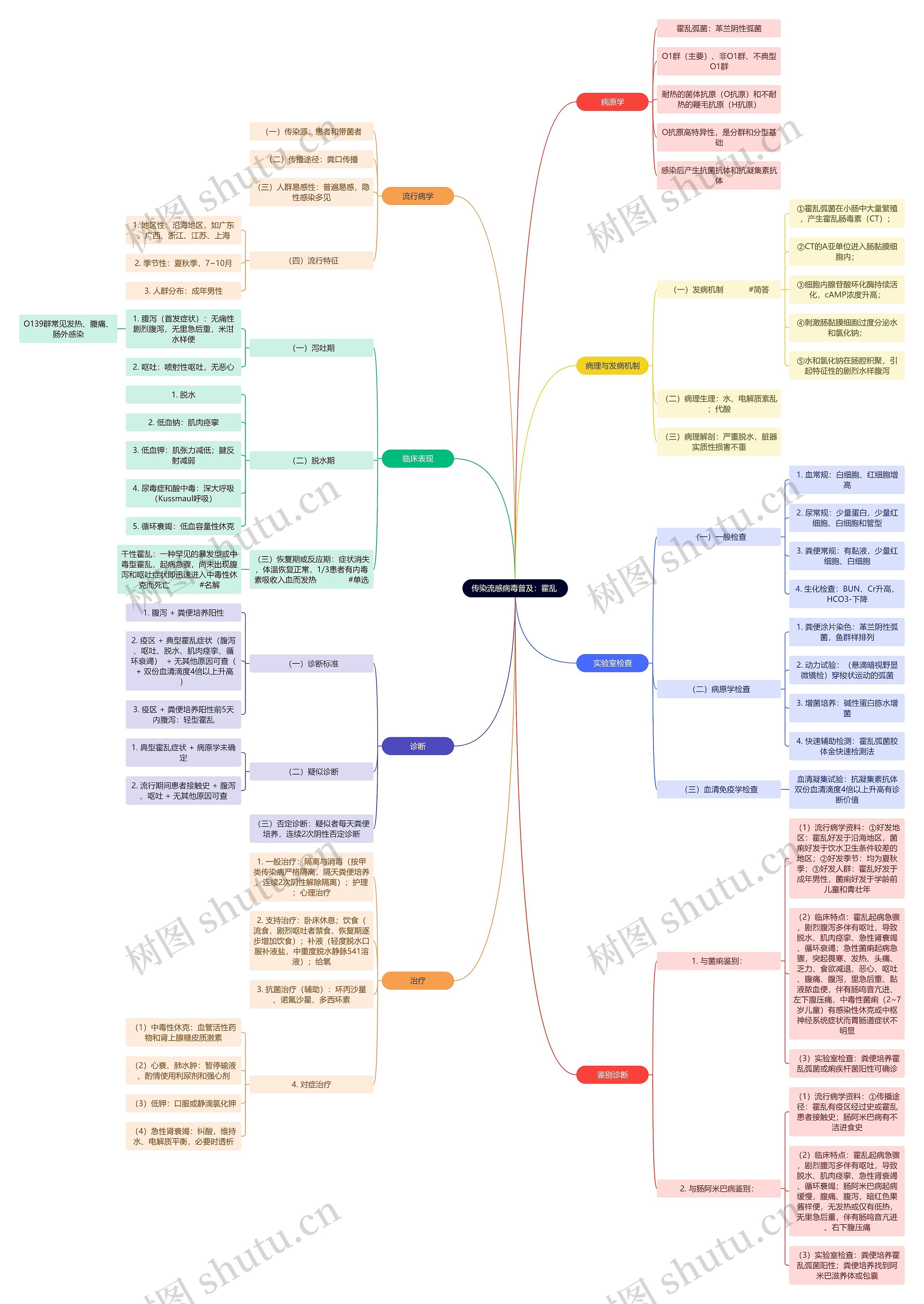 传染流感病毒普及：霍乱 思维导图