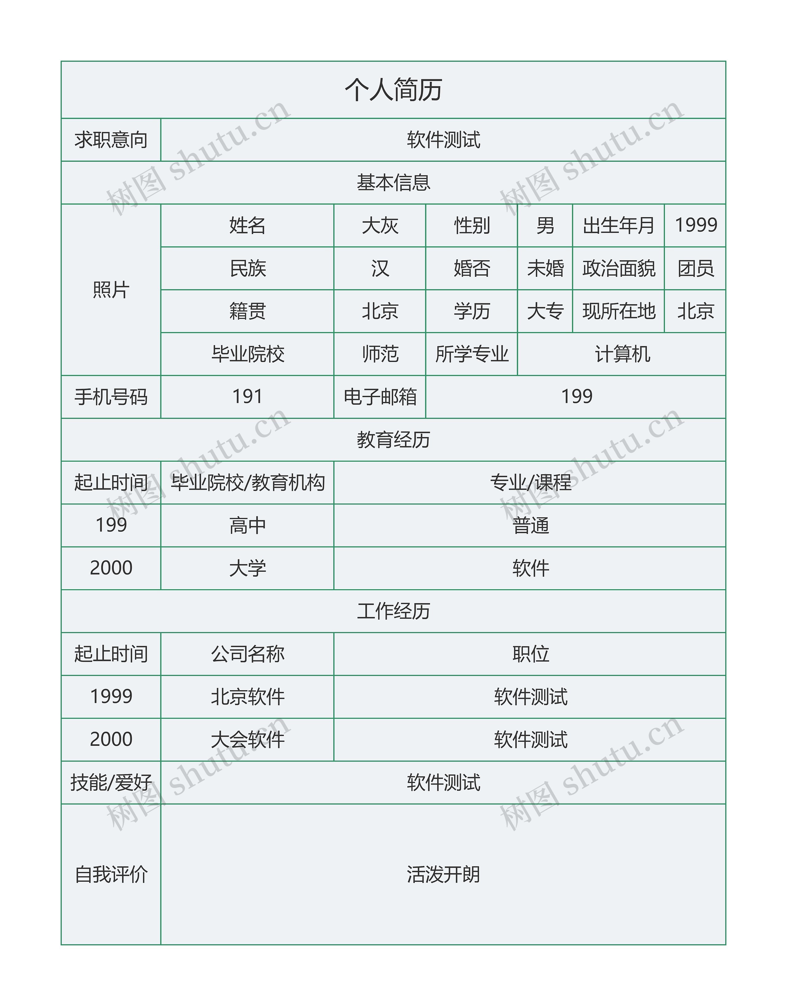 企业传统招聘简历