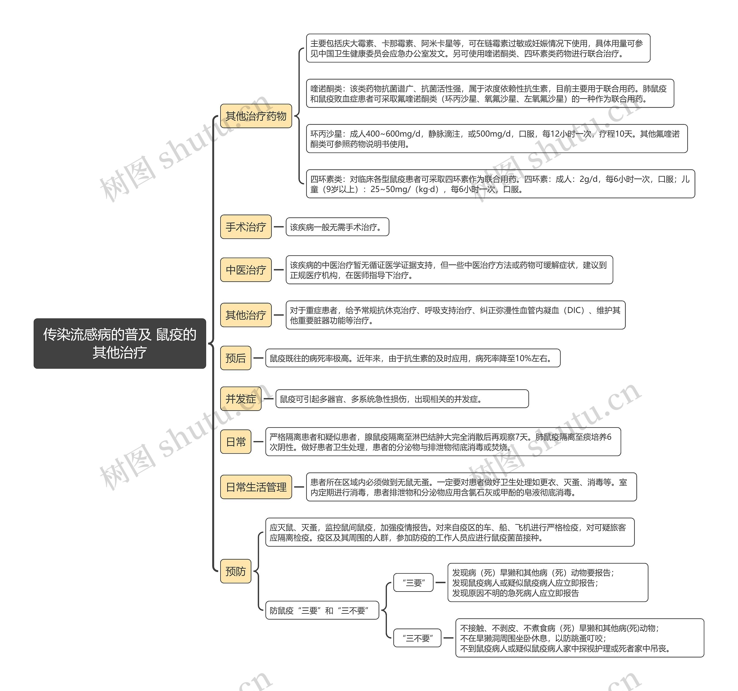 传染流感病的普及 鼠疫的其他治疗思维导图