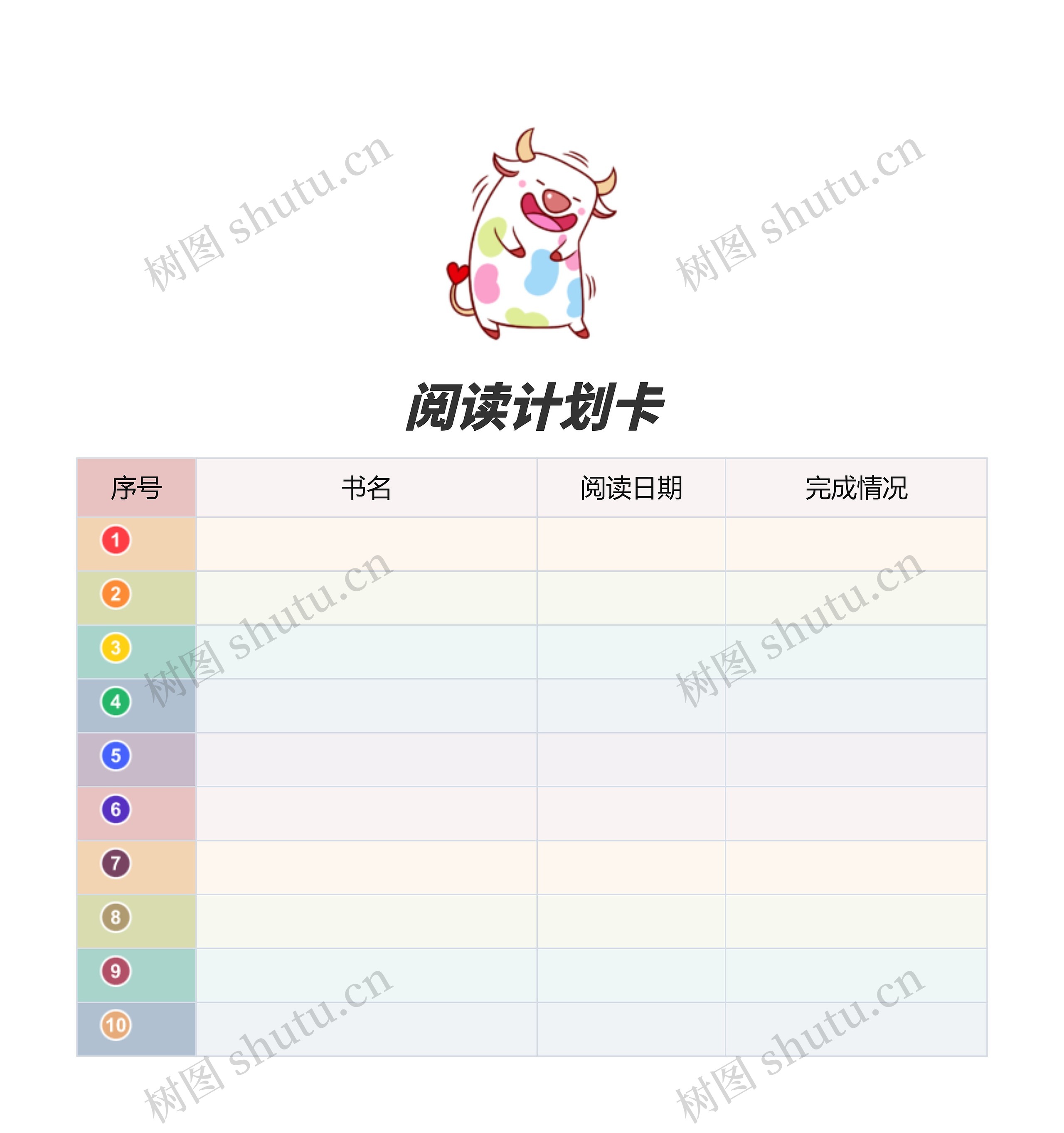 阅读计划卡思维导图