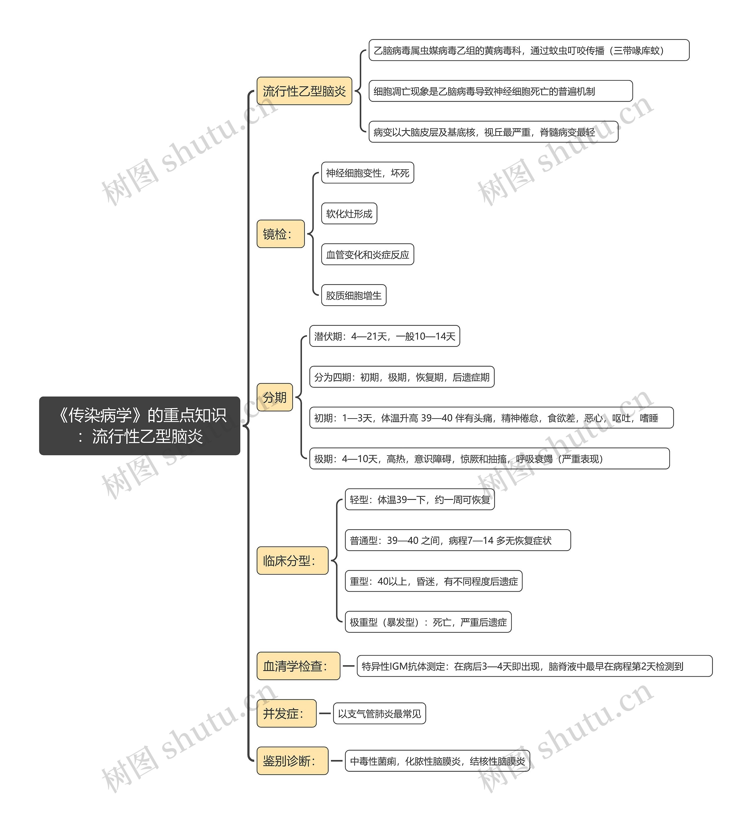流行性病毒：流行性乙型脑炎思维导图