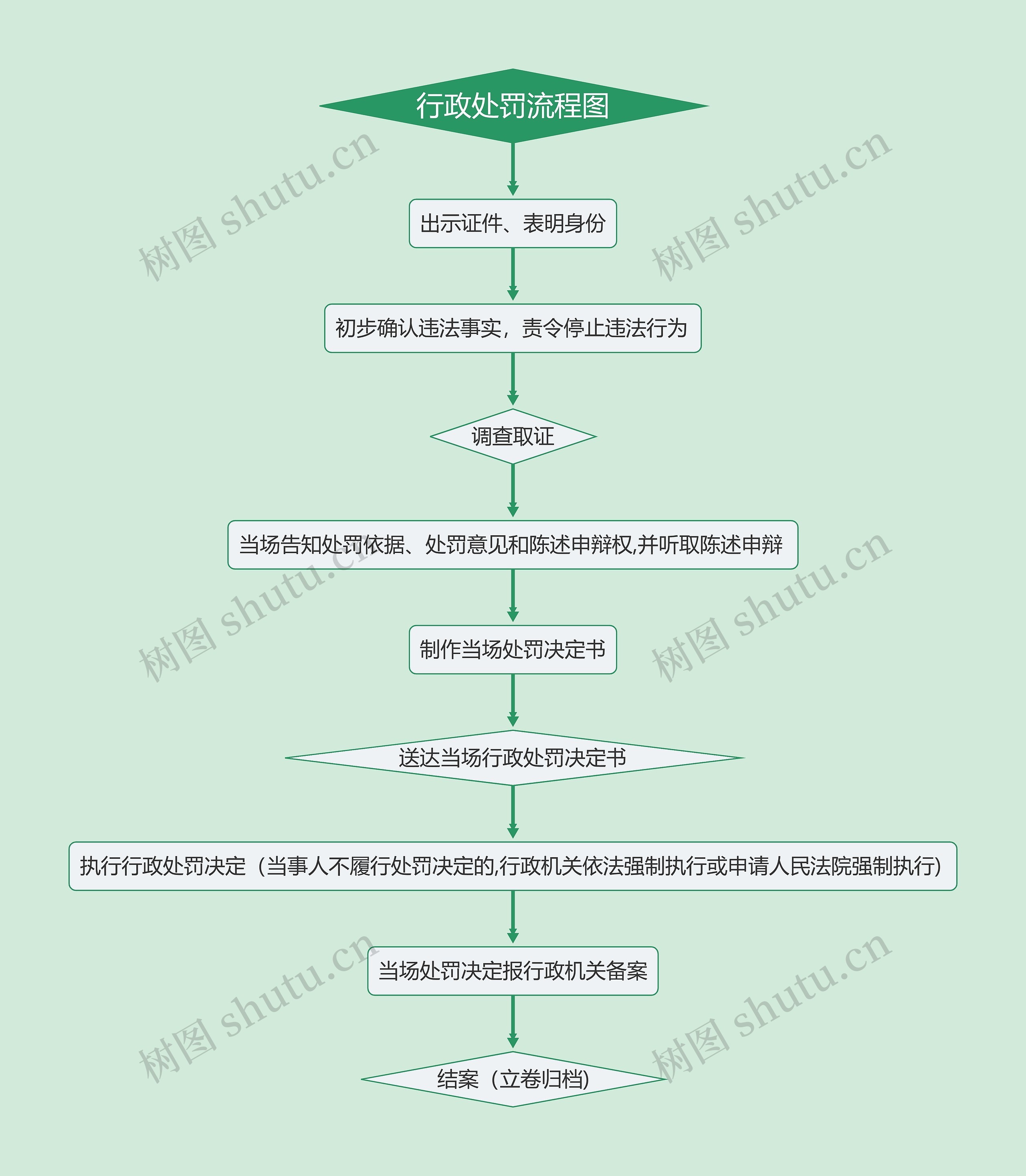 行政处罚流程图思维导图