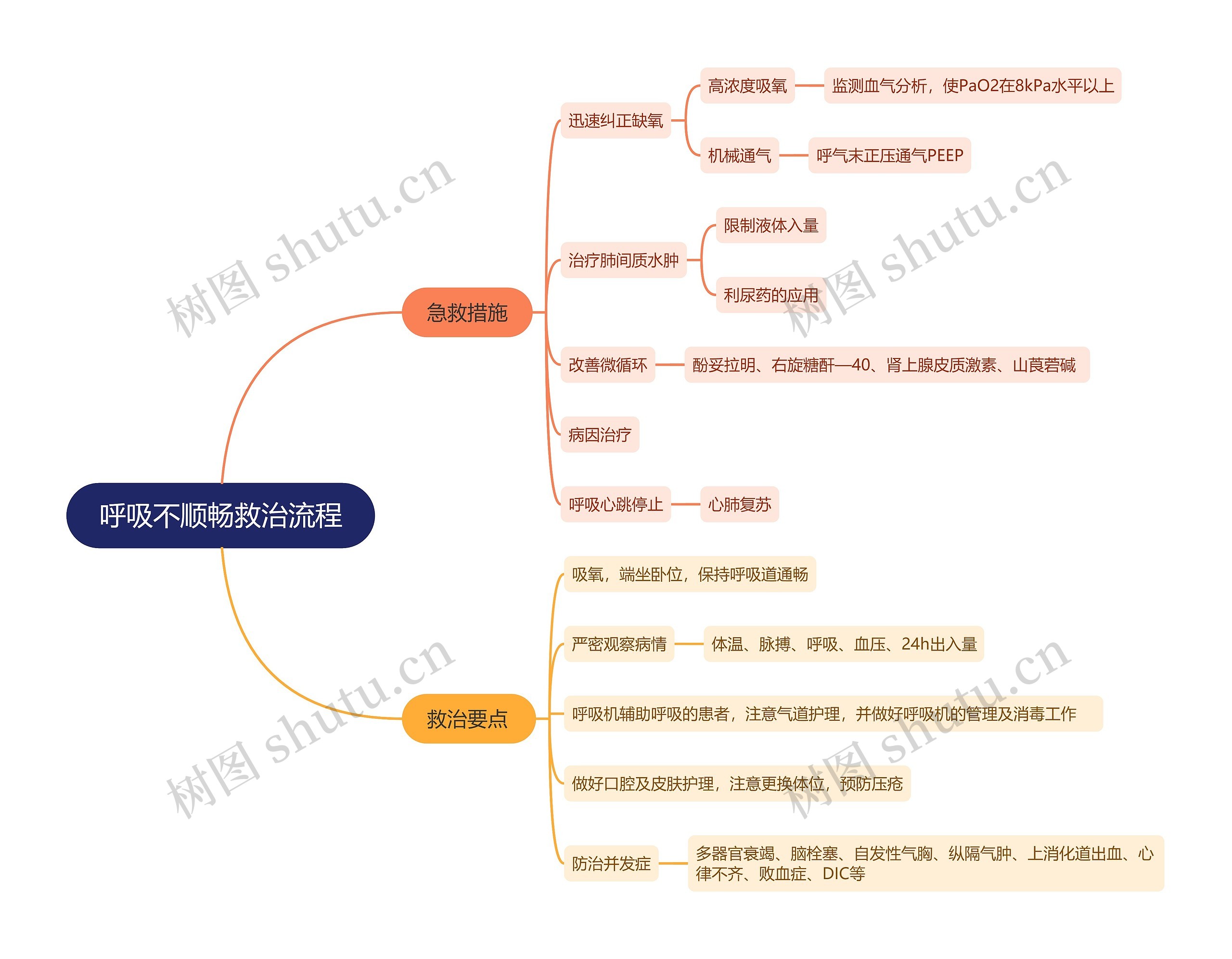 呼吸不顺畅救治流程思维导图