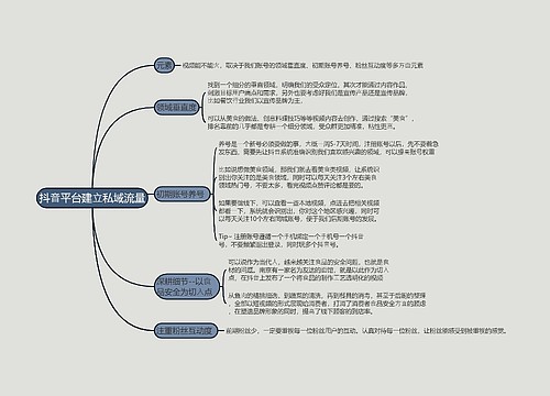 抖⾳平台建⽴私域流量的思维导图