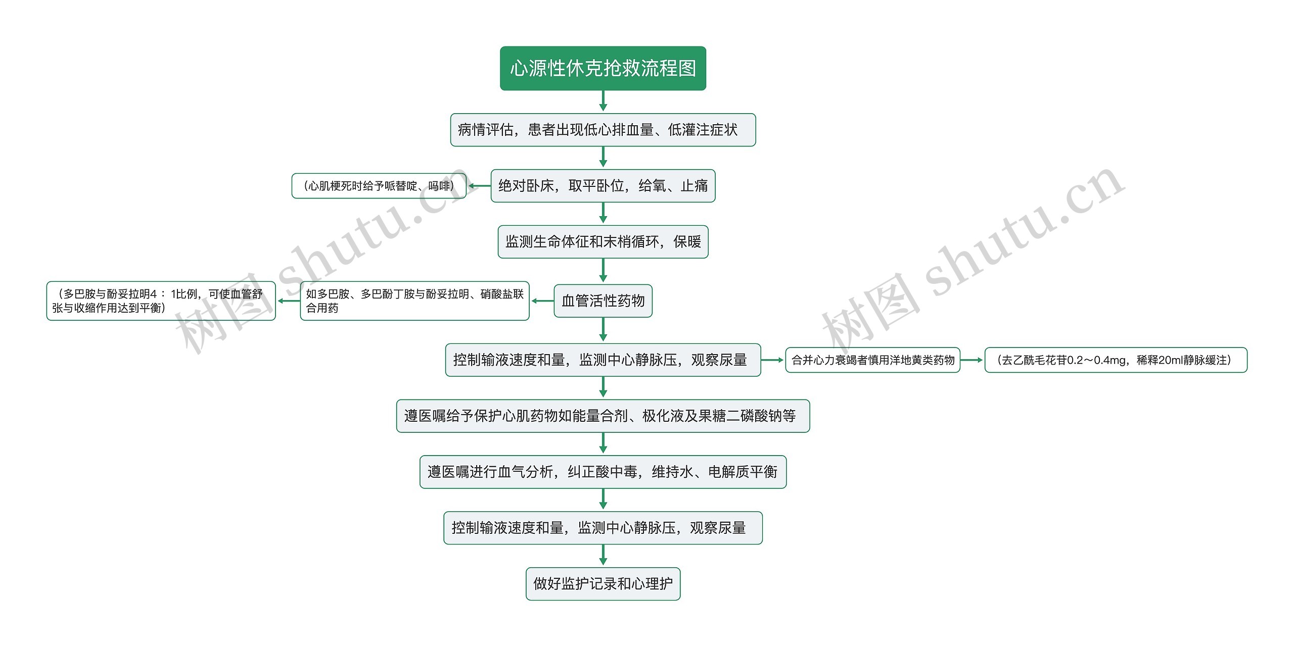 心源性休克抢救流程图