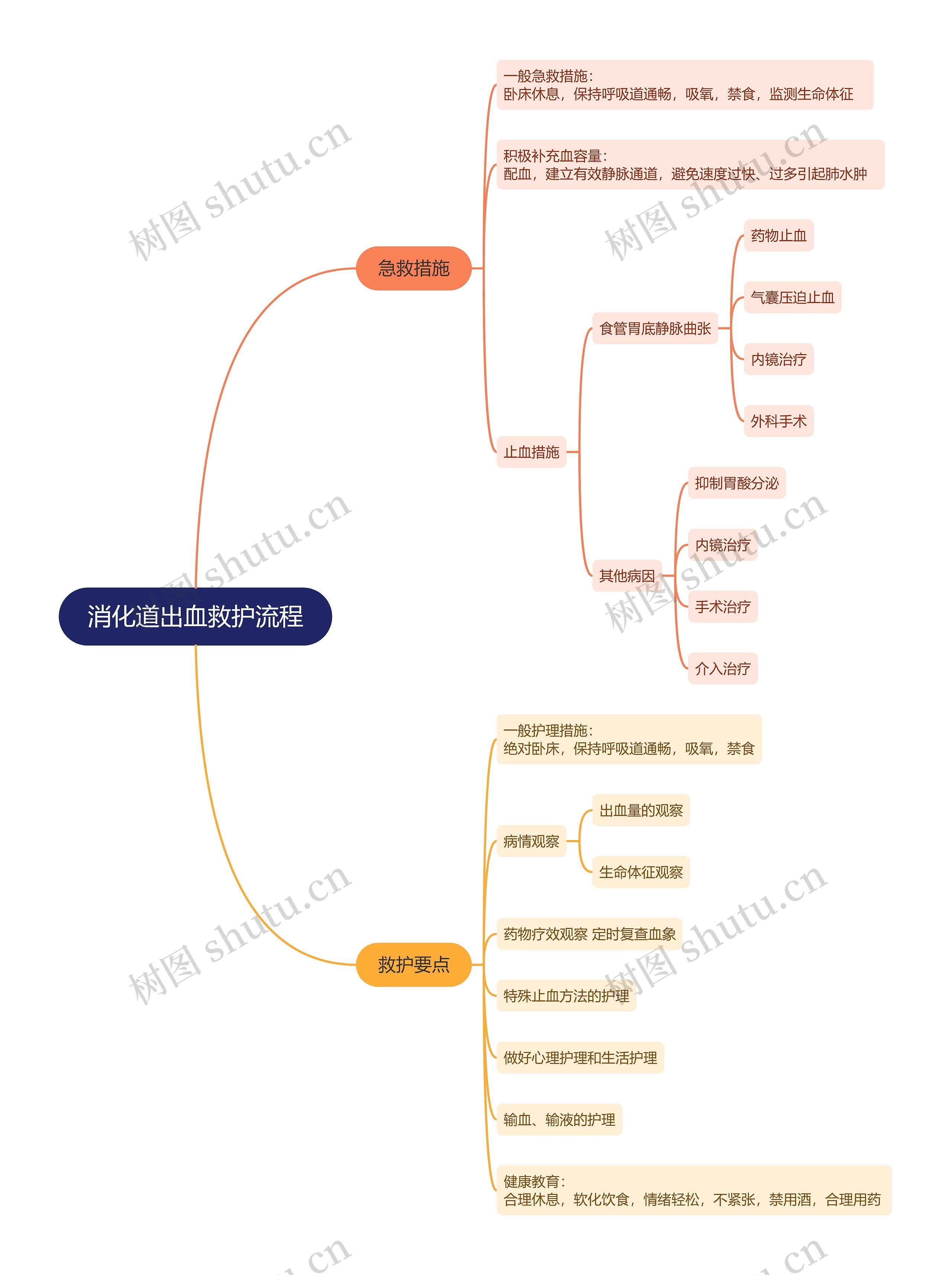 消化道出血救护流程思维导图