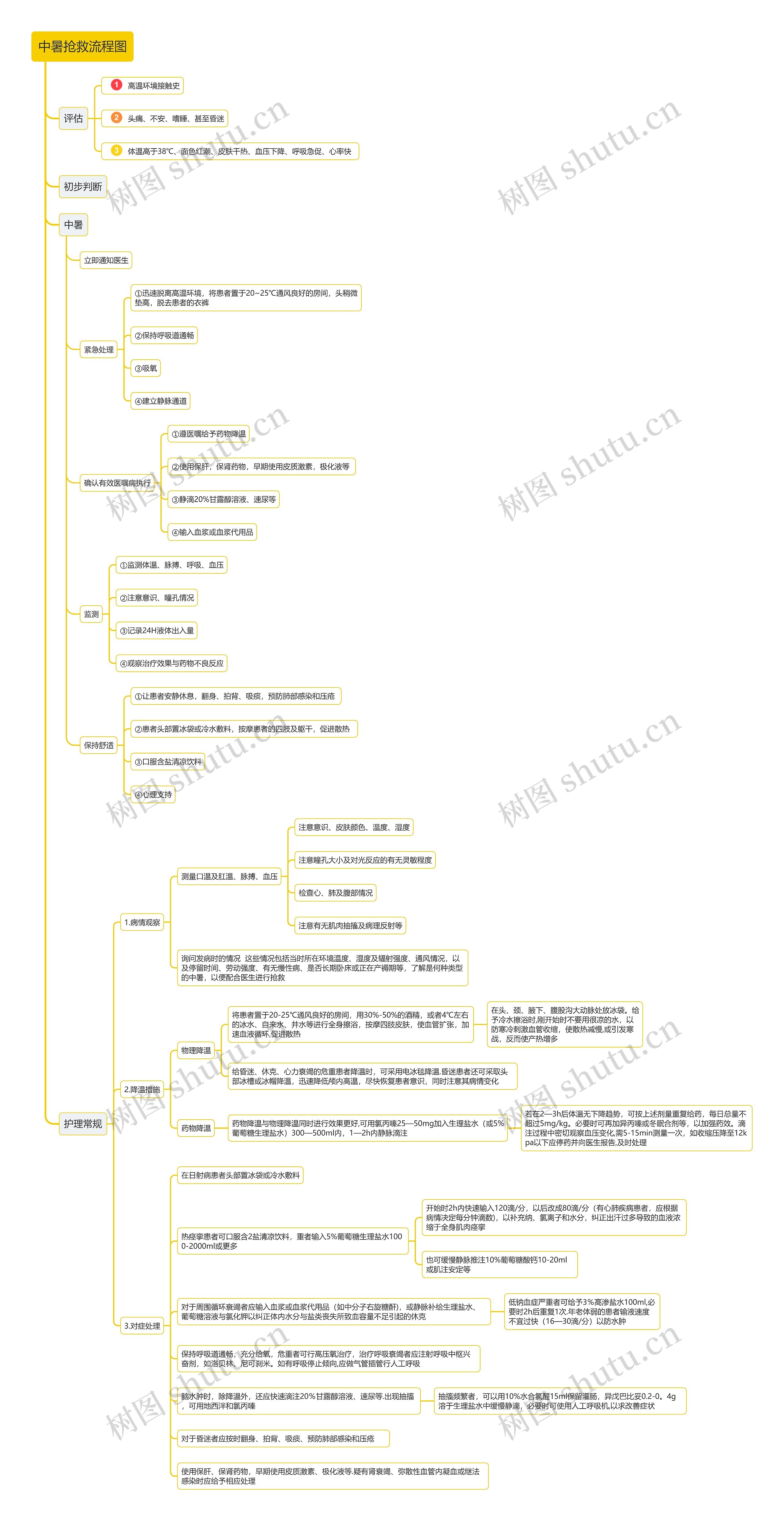 中暑抢救流程图思维导图