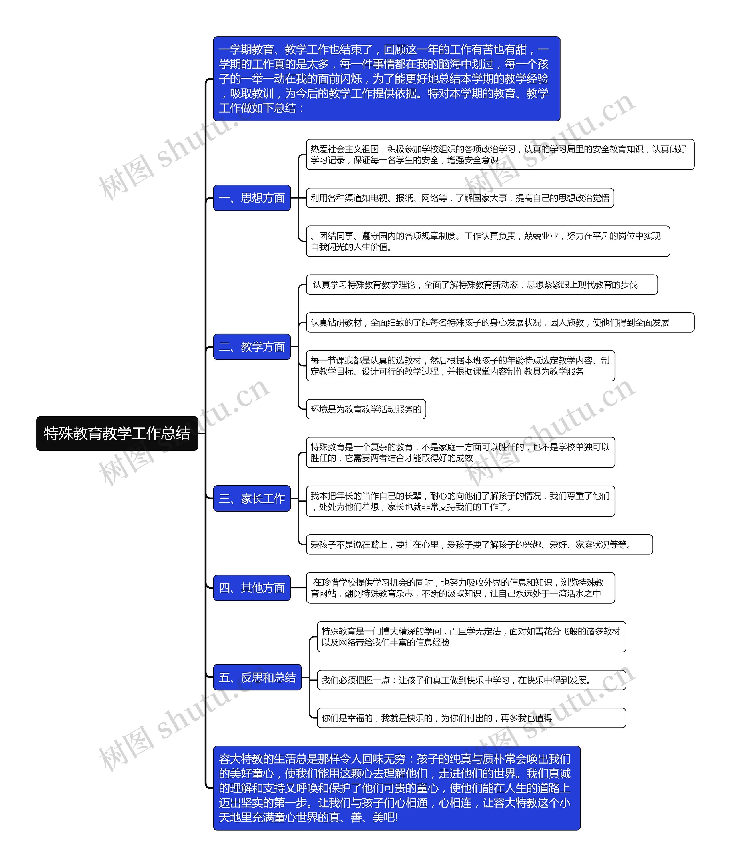 特殊教育教学工作总结思维导图