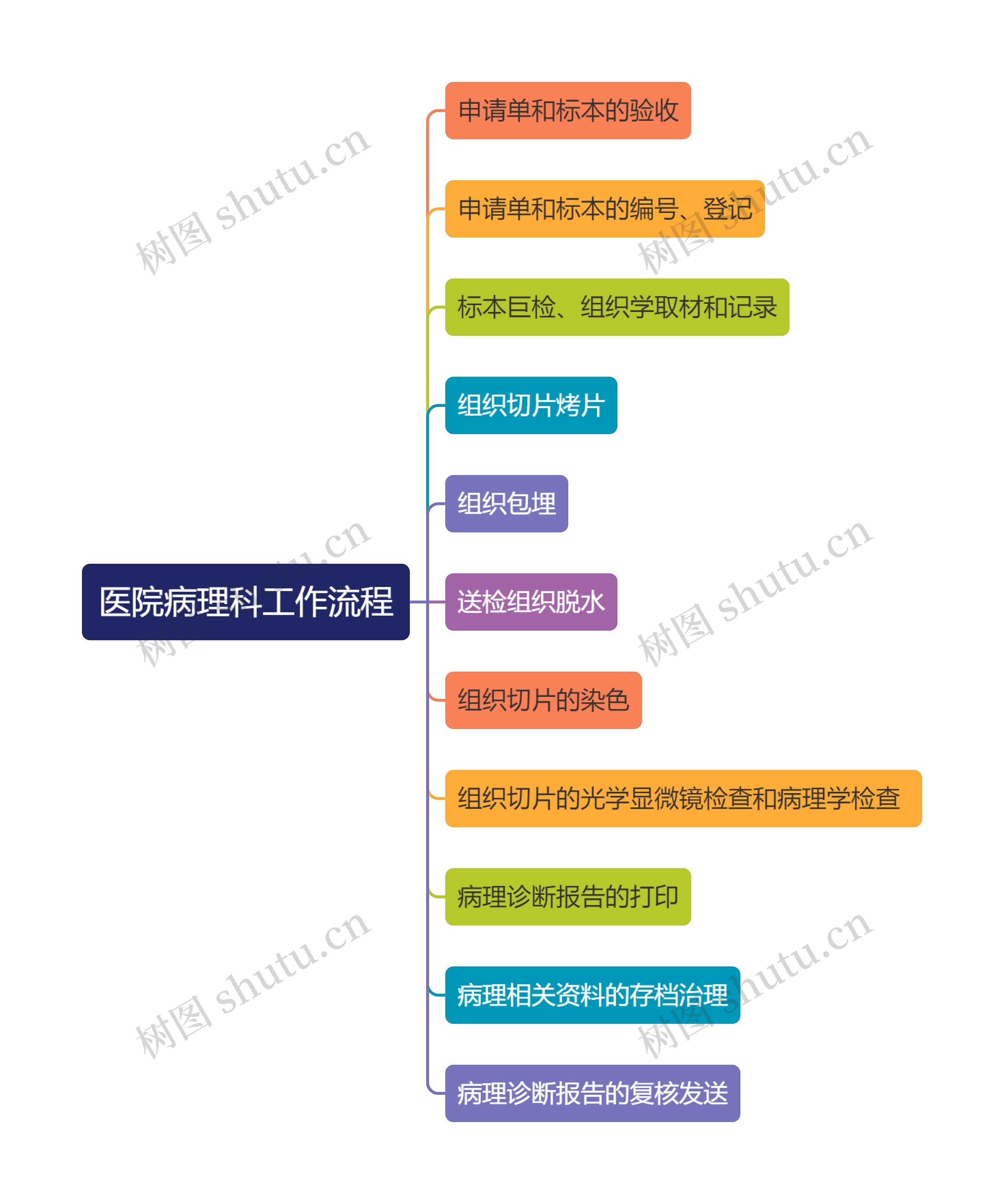 医院病理科工作流程思维导图