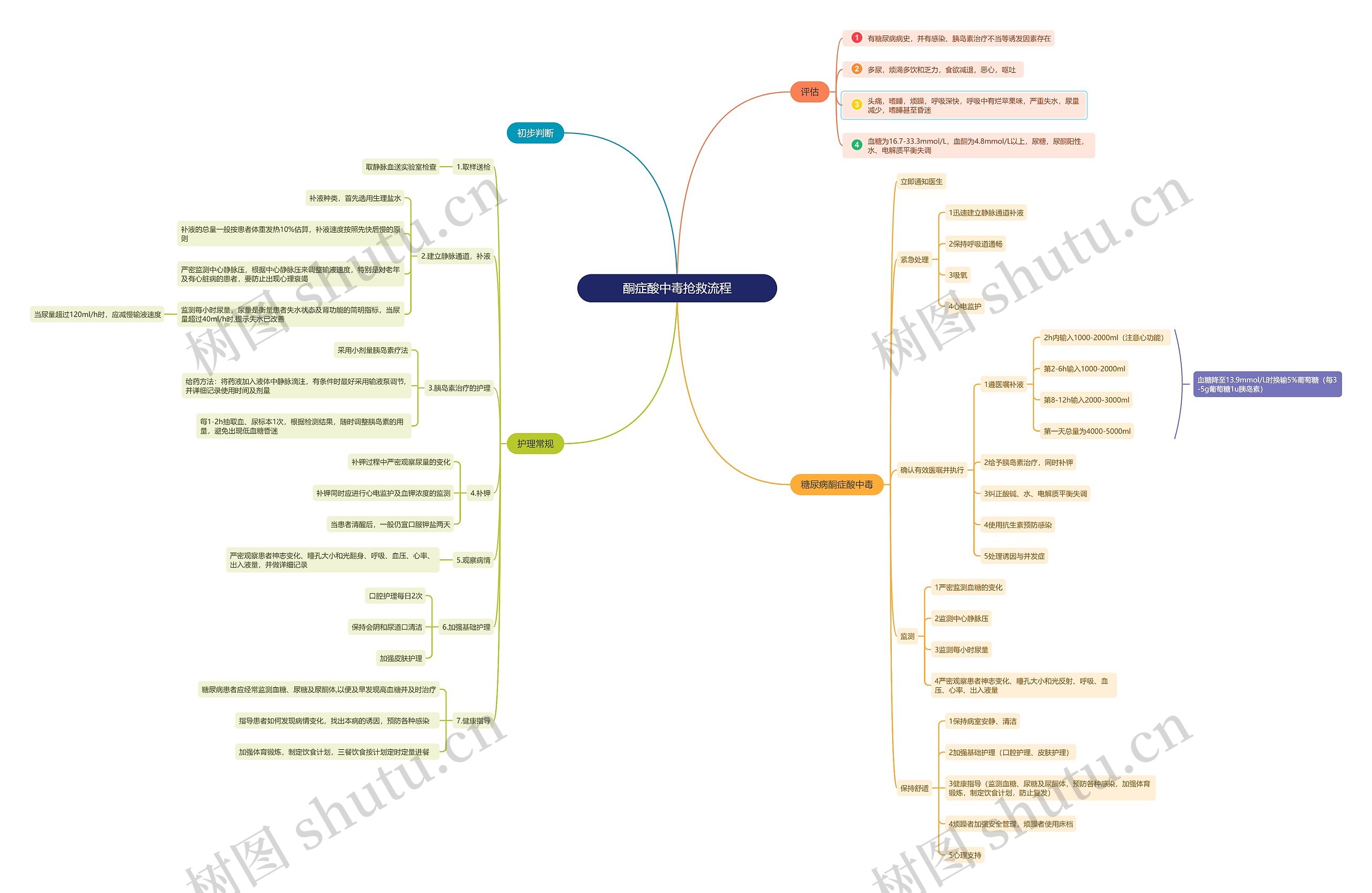 酮症酸中毒抢救流程思维导图