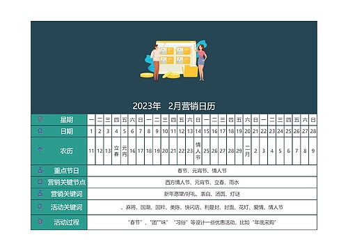 2023年2月营销日历