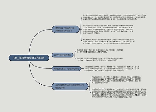 20__年药店营业员工作总结的思维导图