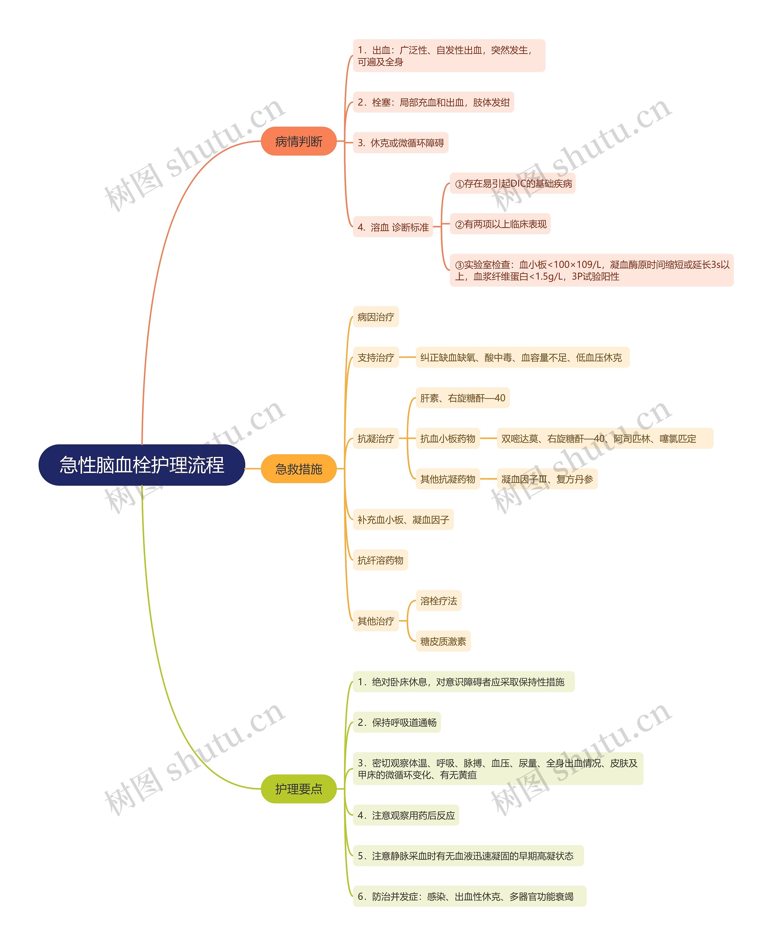 急性脑血栓护理流程思维导图