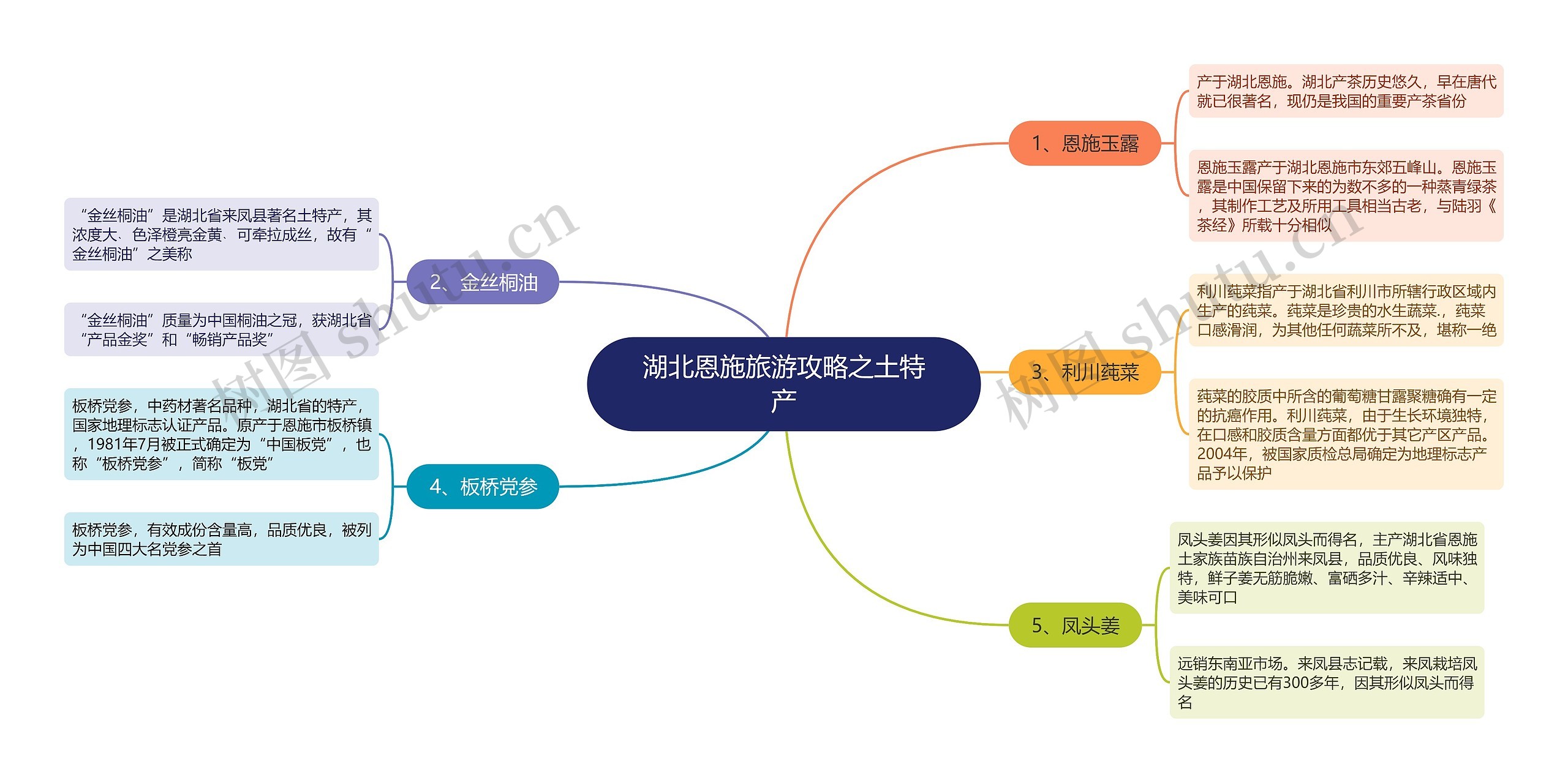 湖北恩施旅游攻略之土特产思维导图