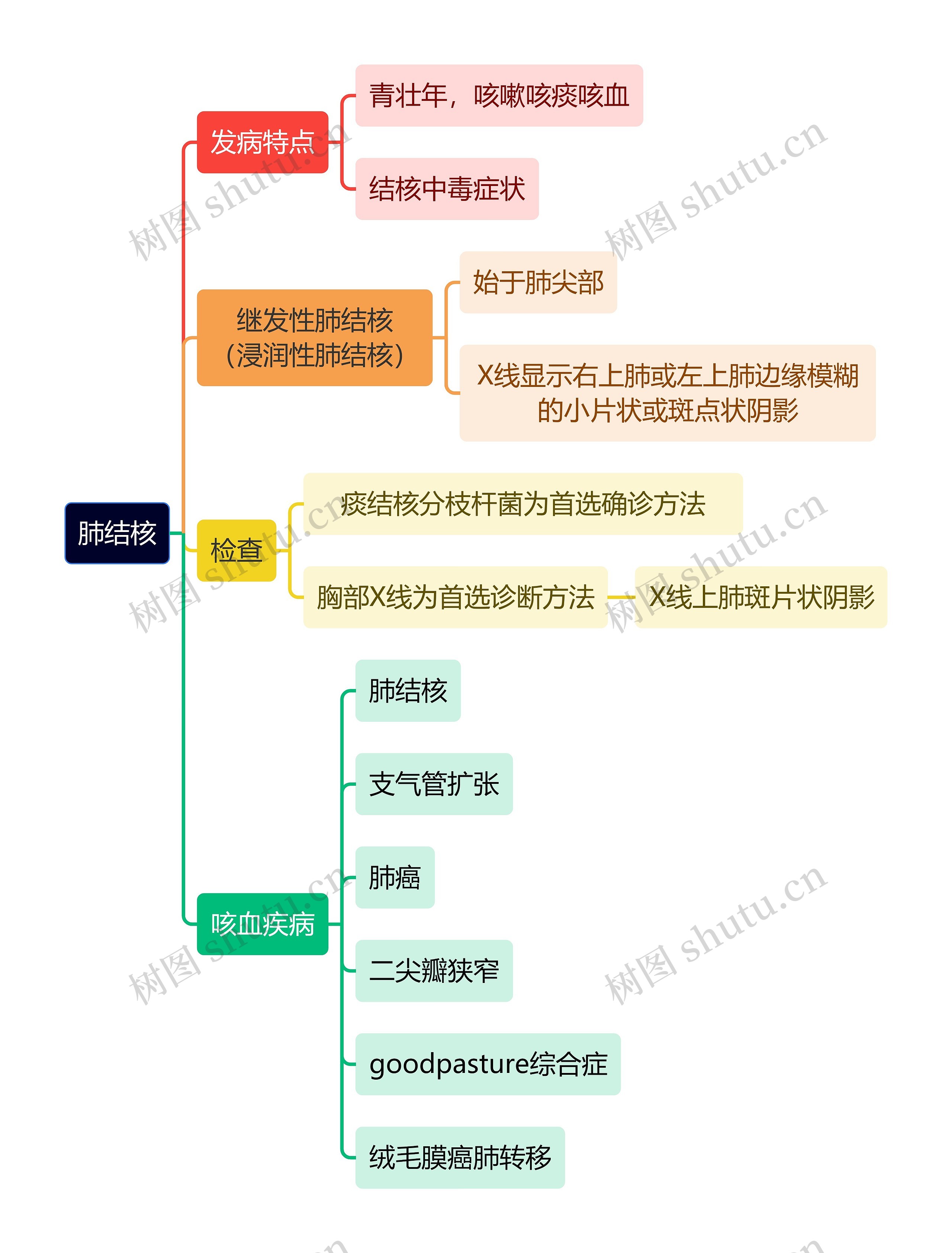 医疗知识肺结核思维导图