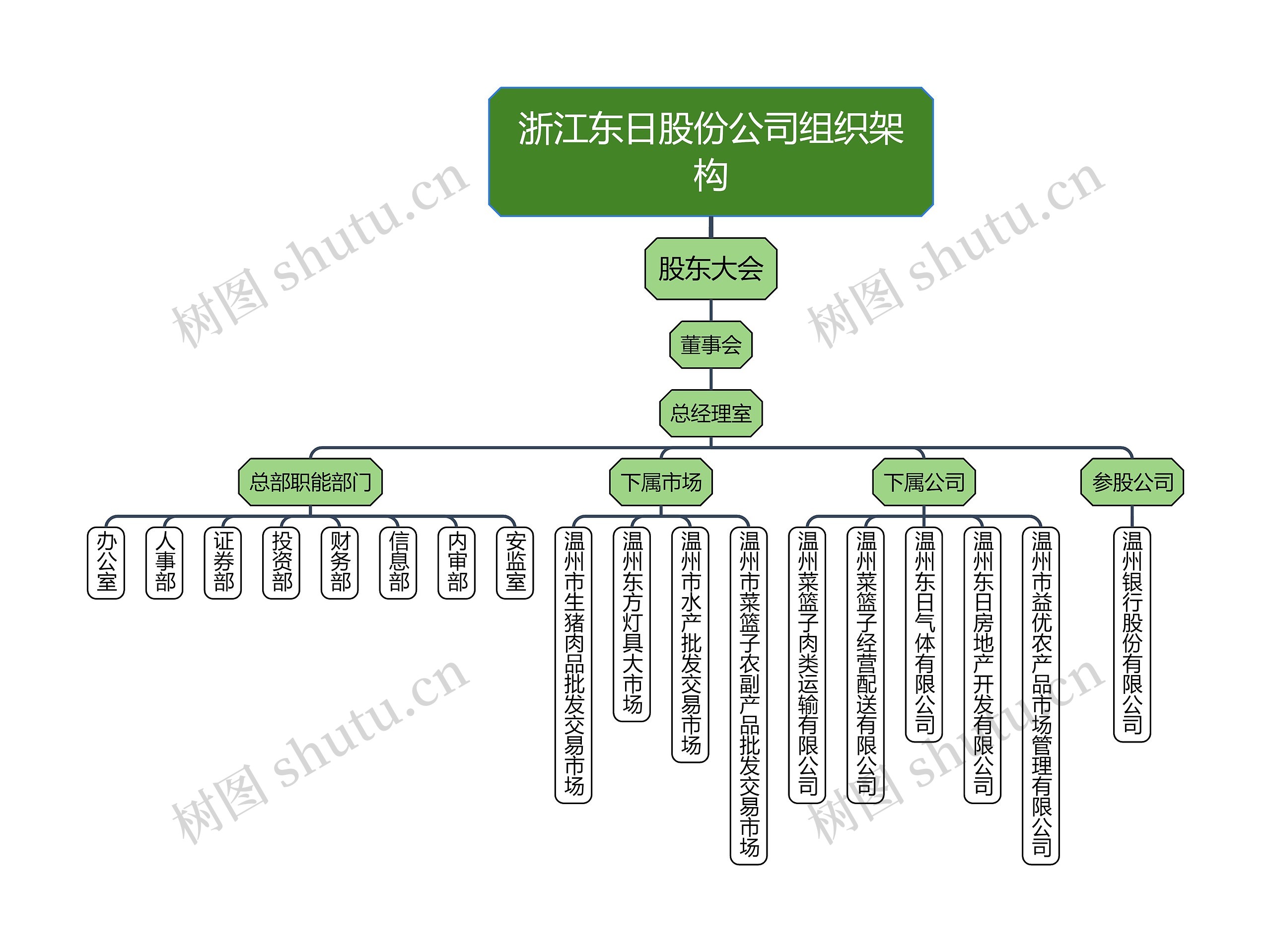 浙江东日股份公司组织架构思维导图